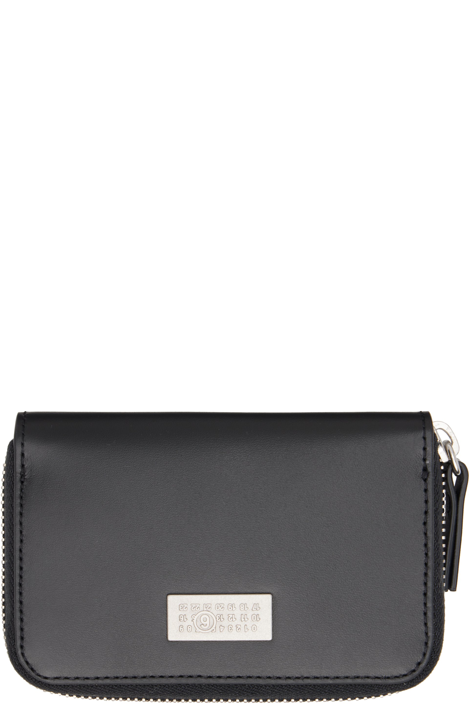 SSENSE購入Maison Margiela ブラックレザー 財布 MM6 Maison Margiela: ブラック Numeric レザー ジップウォレット