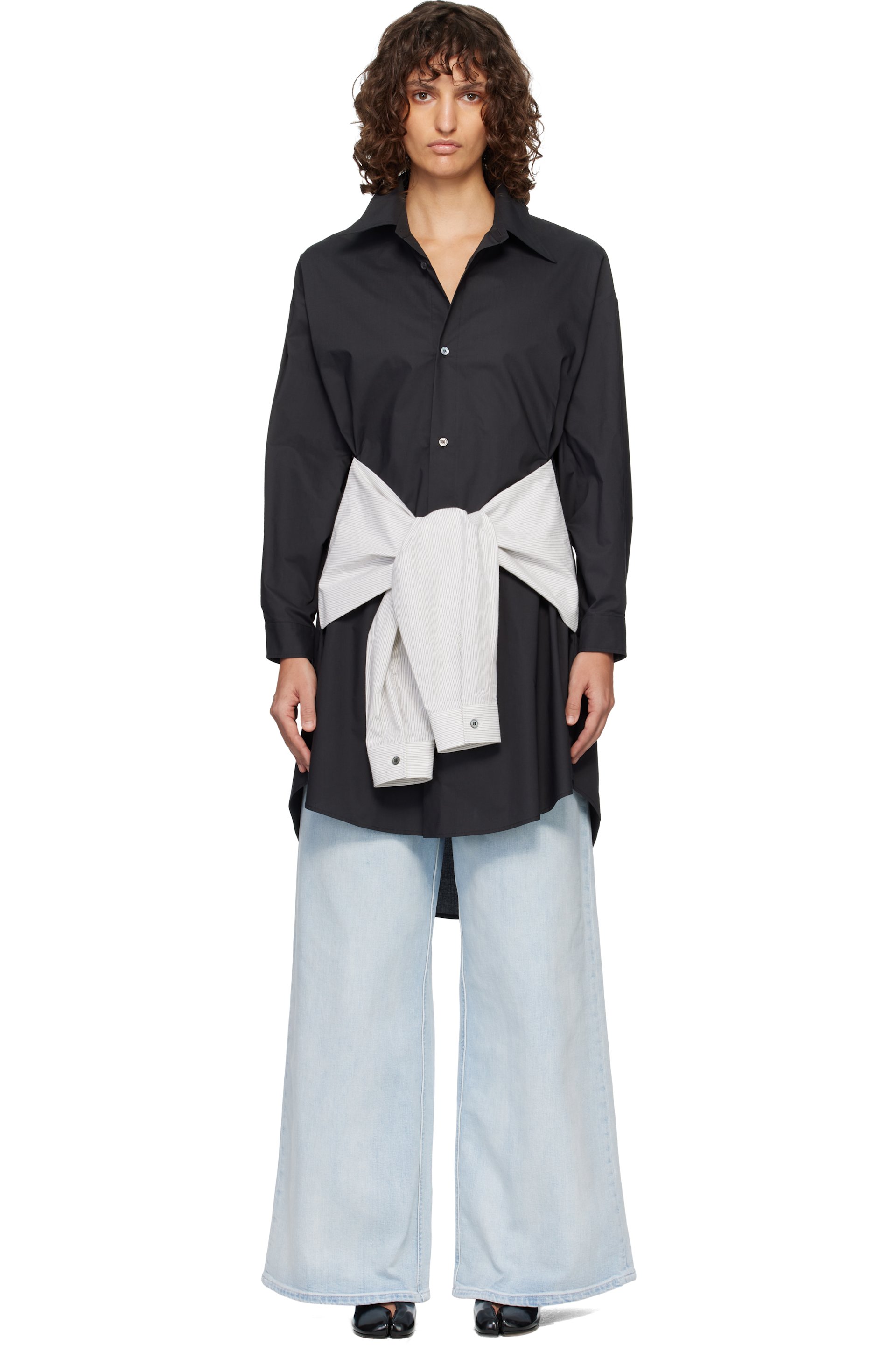 MM6 Maison Margiela - Black Multi Wear Cotton Poplin Minidress