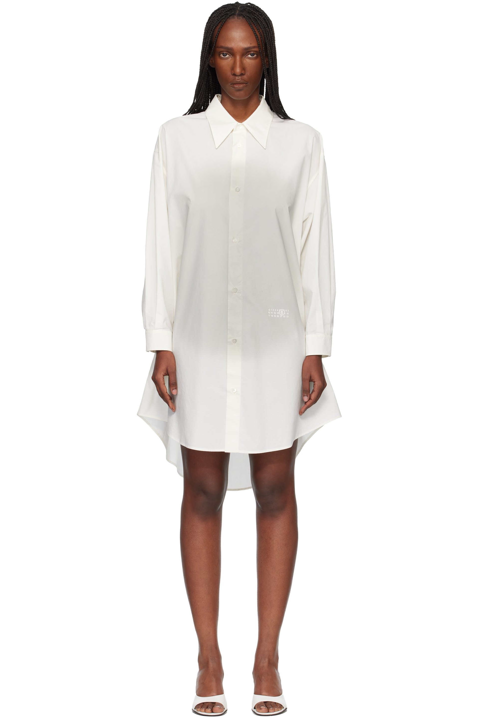 MM6 Maison Margiela - Robe courte blanc cassé en popeline de coton