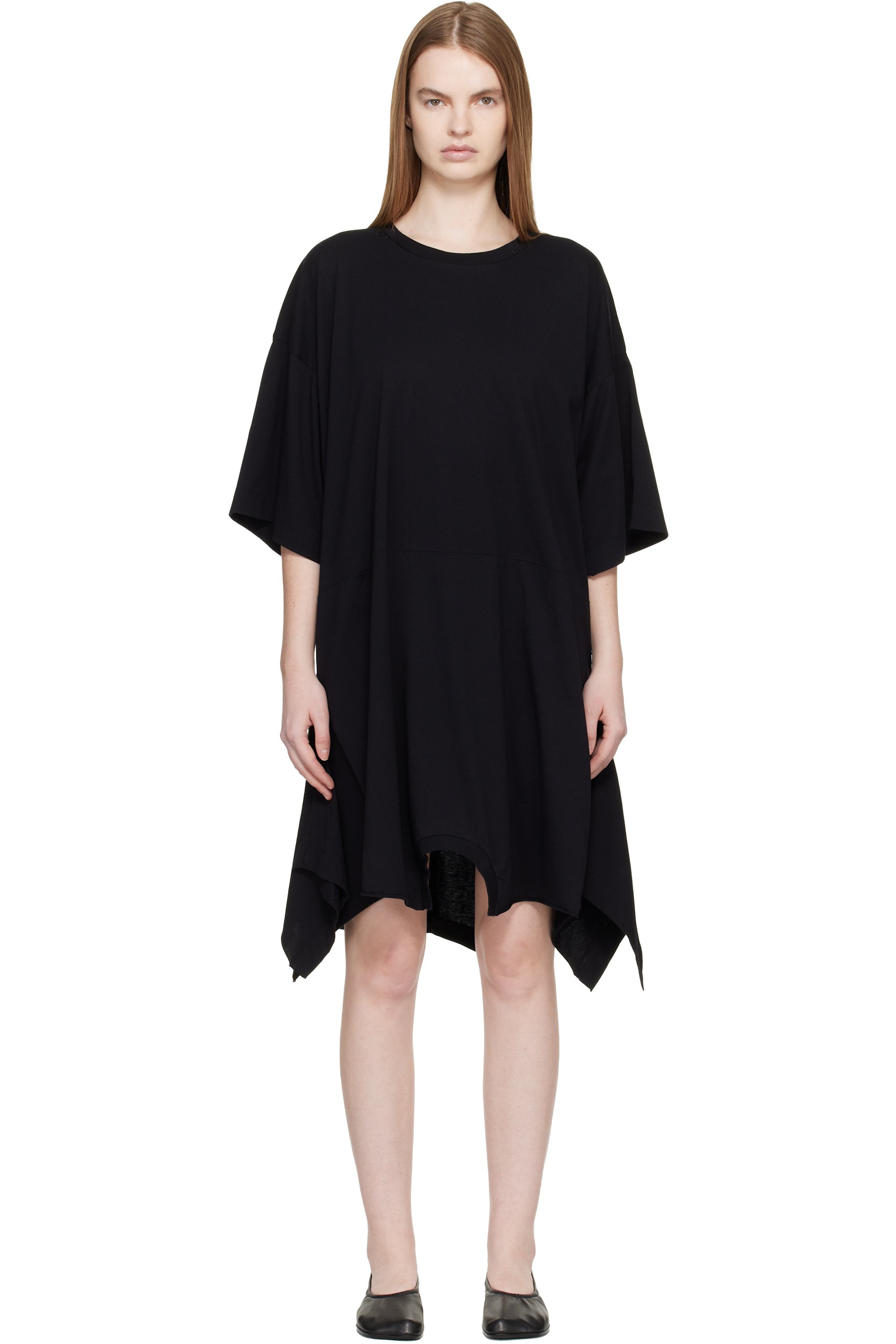 MM6 Maison Margiela - Robe midi noire en jersey de coton