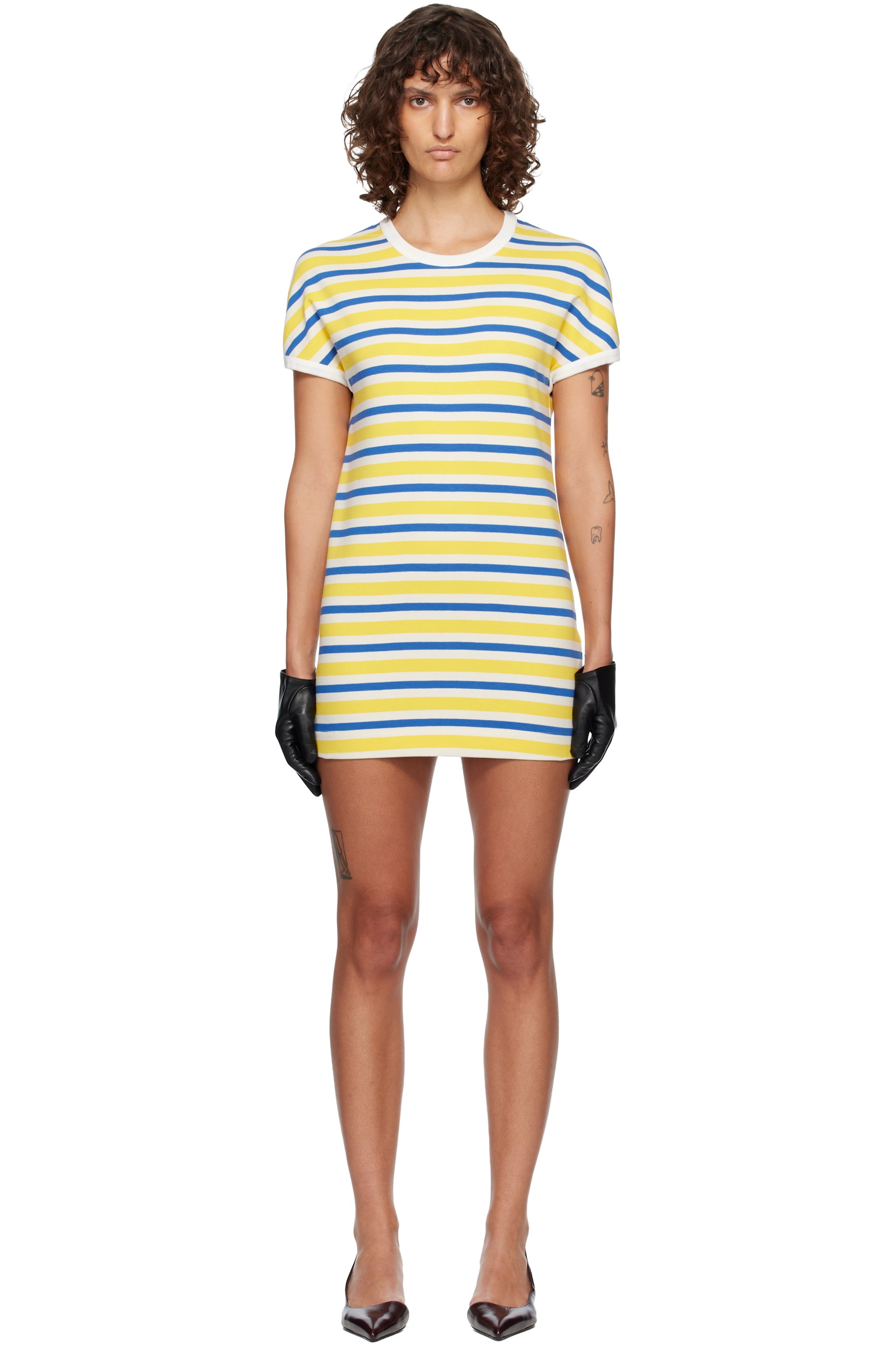 MM6 Maison Margiela - Yellow & Blue Stripe Minidress