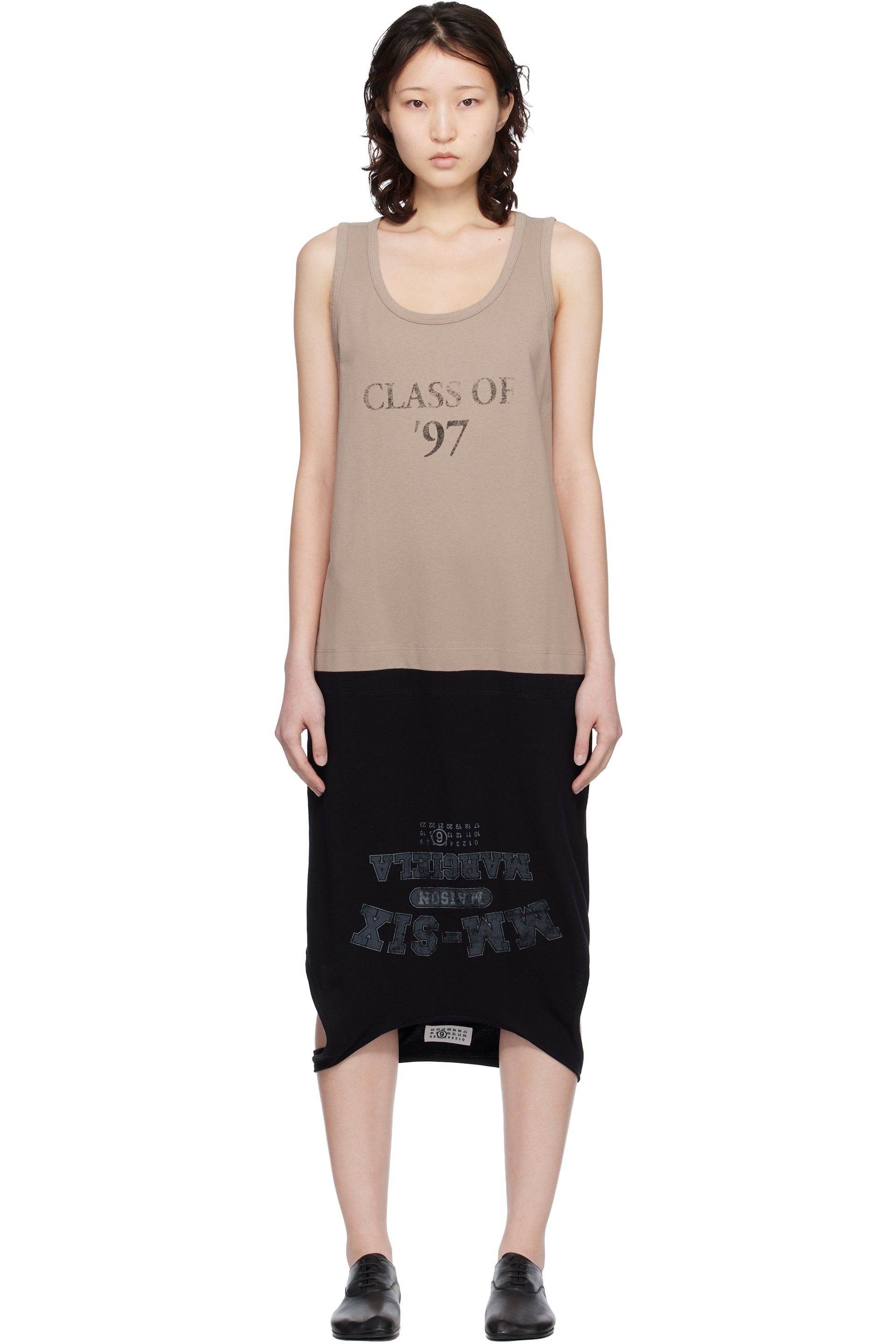 MM6 Maison Margiela - Robe midi transformable noir et taupe