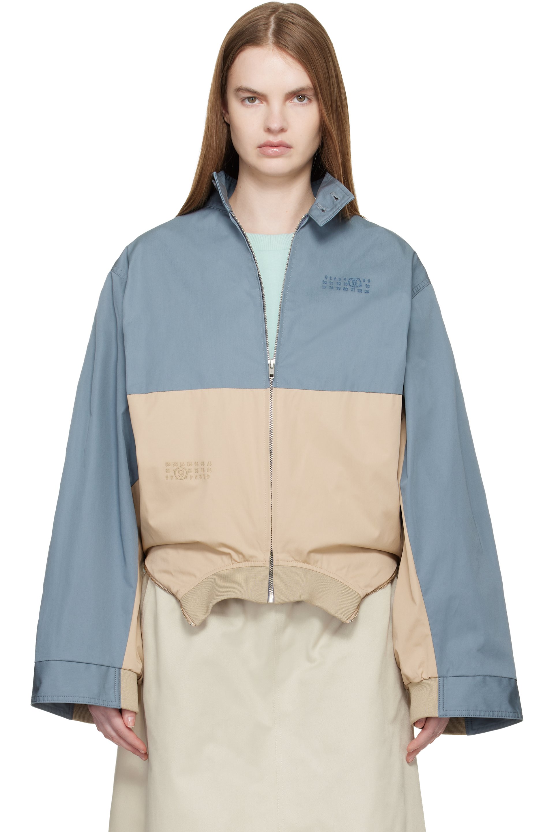 MM6 Maison Margiela - Blouson de sport bleu et brun clair