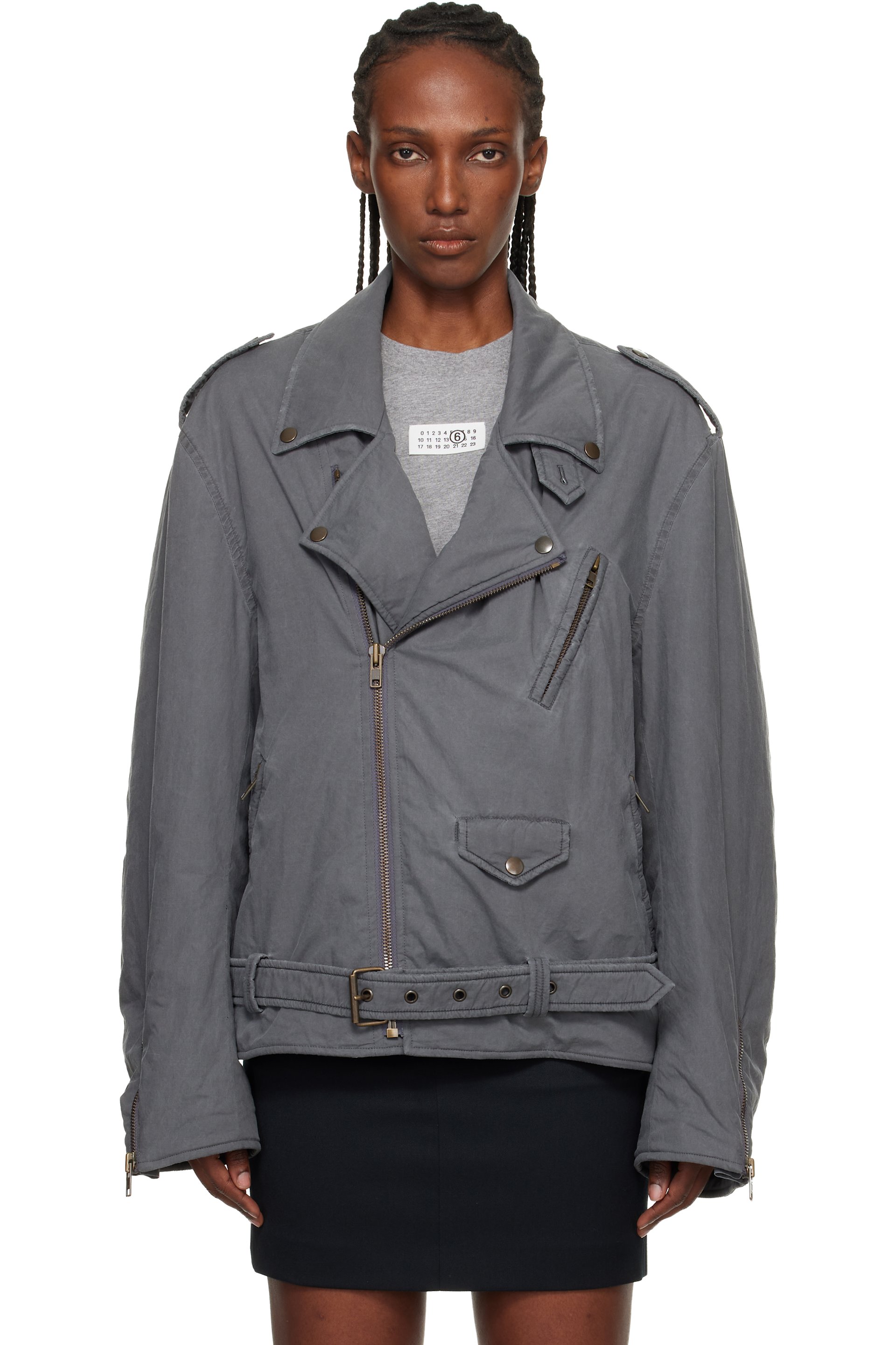 MM6 Maison Margiela - Blouson de sport gris en coton à effet délavé