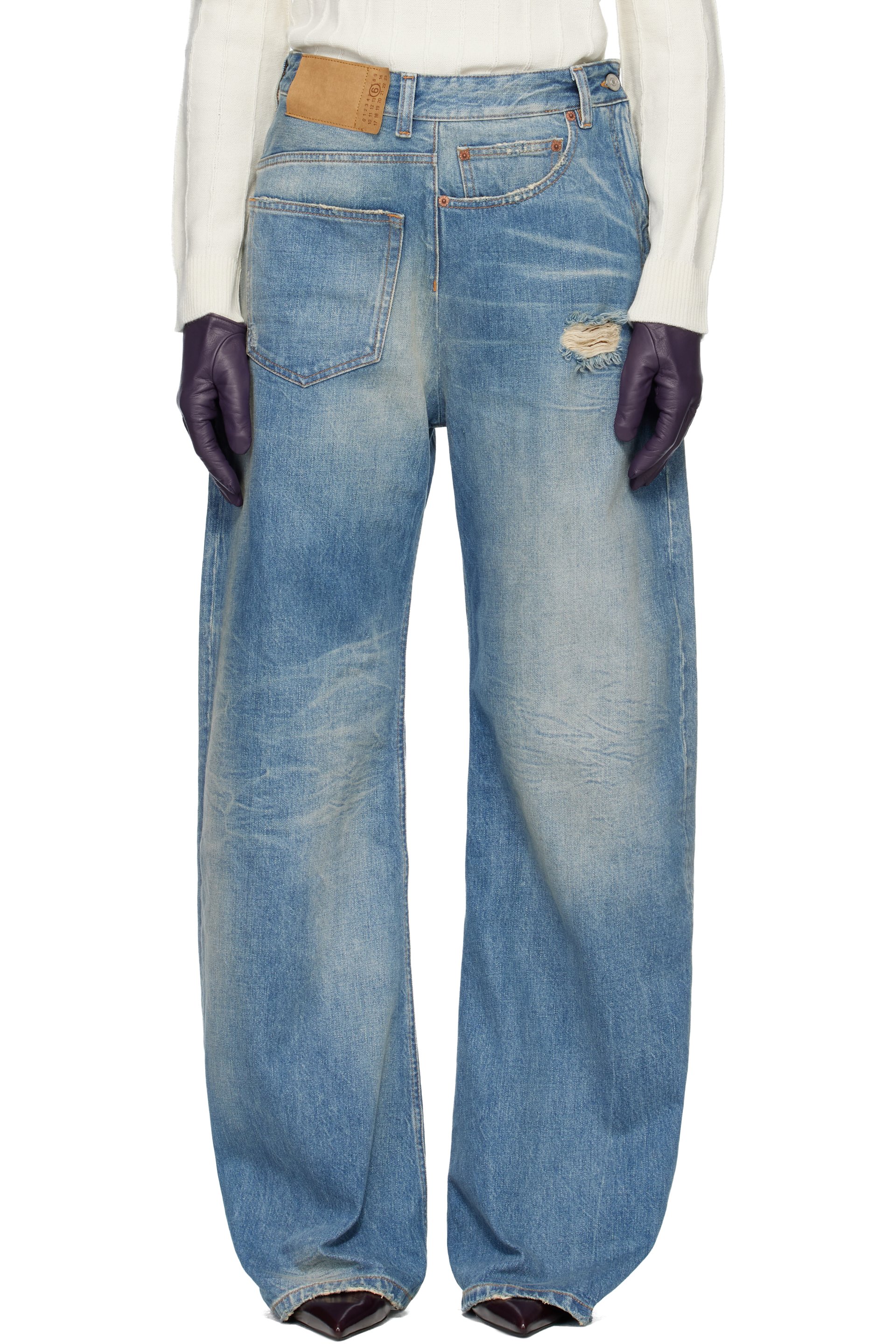 MM6 Maison Margiela - Jean ample bleu à assemblage torsadé