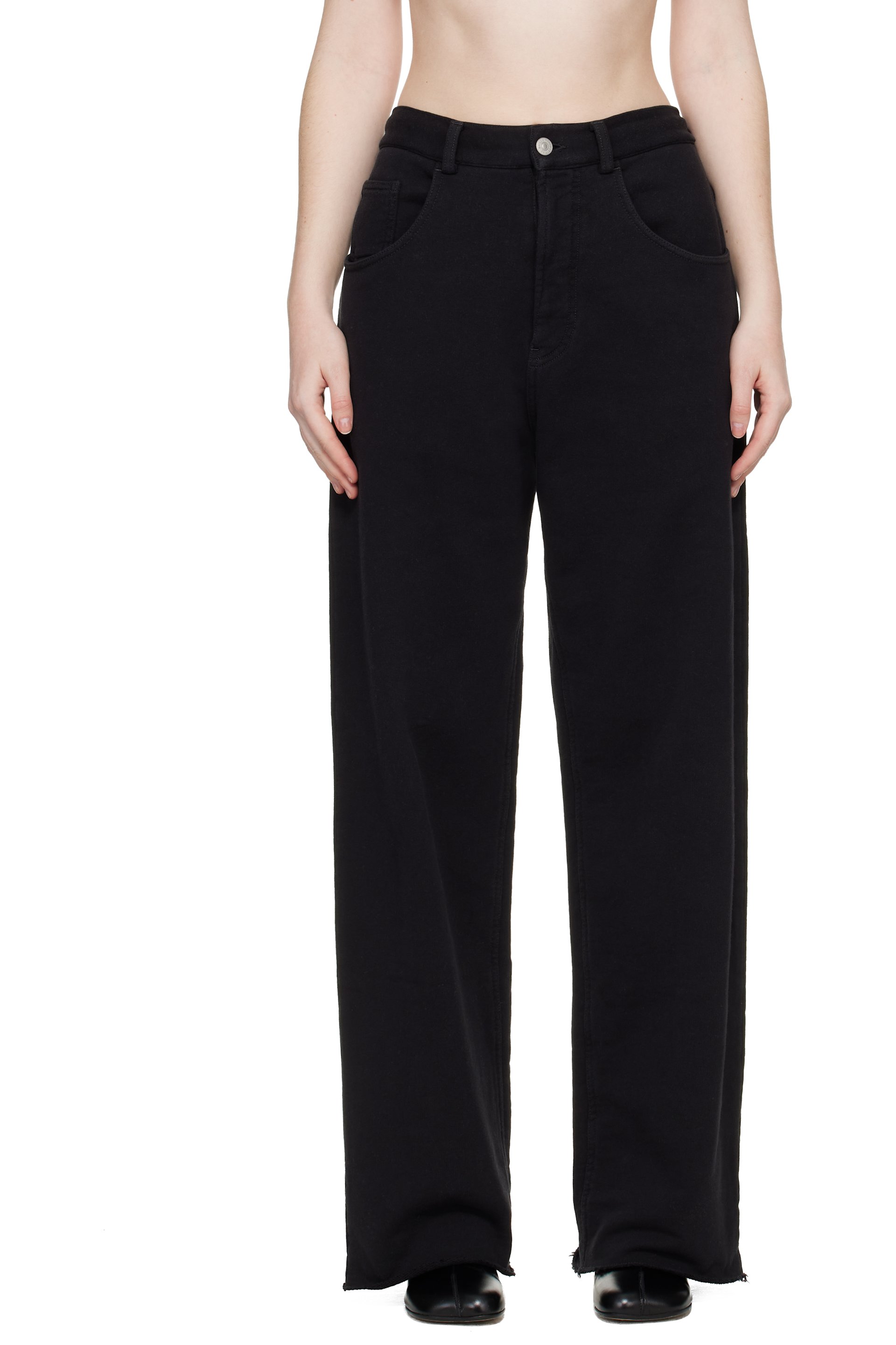 MM6 Maison Margiela - Pantalon ample noir en coton