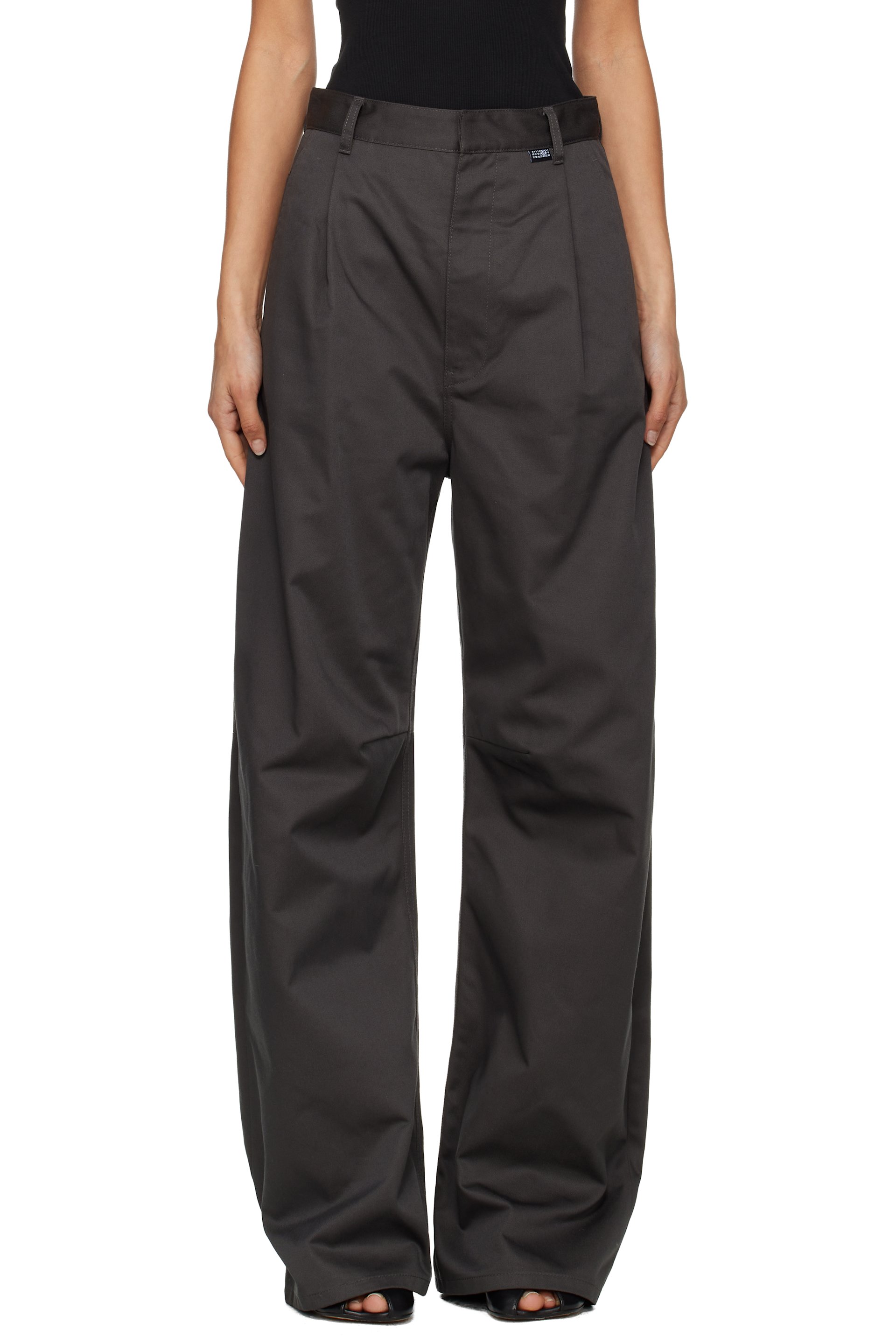 MM6 Maison Margiela - Pantalon ample gris en sergé