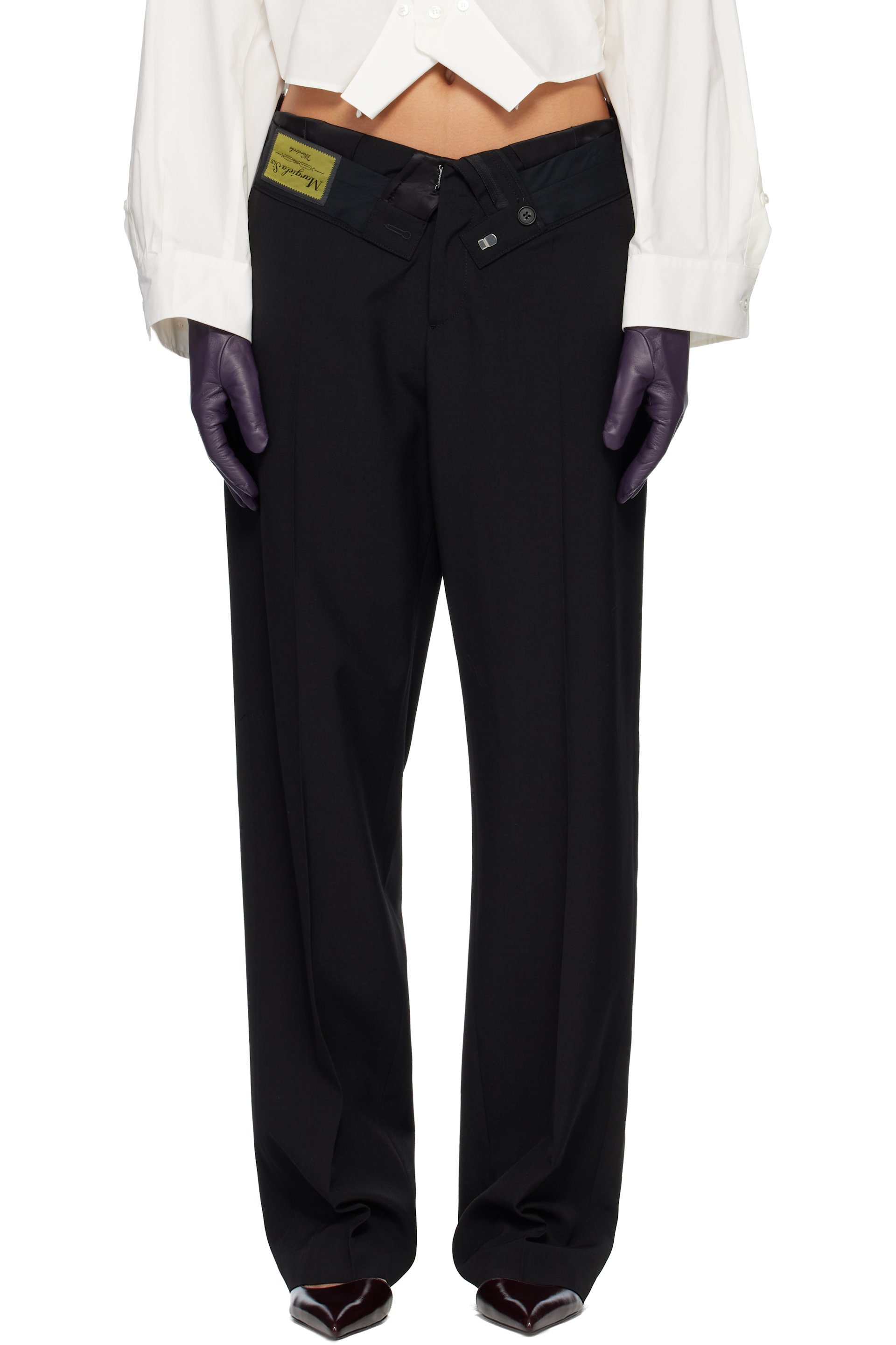 MM6 Maison Margiela - Pantalon noir à taille repliée