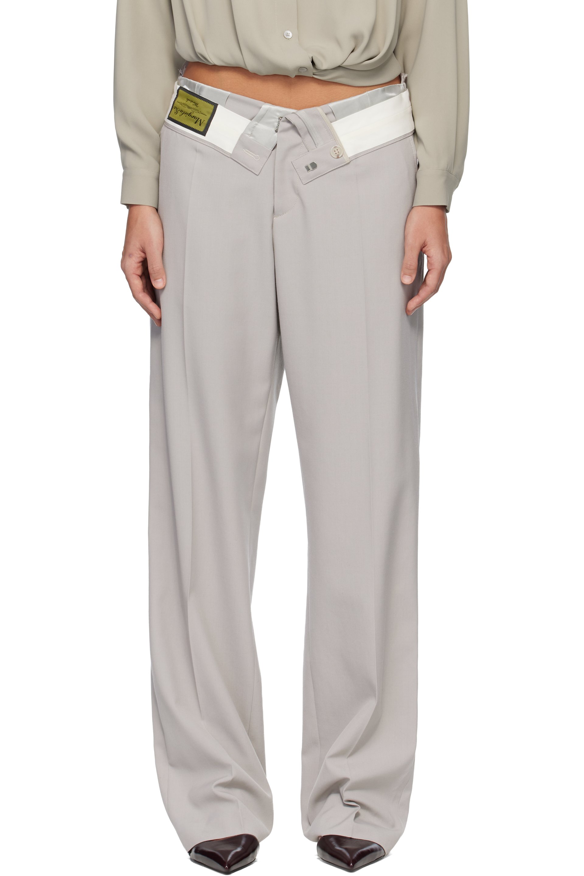 MM6 Maison Margiela - Pantalon gris à taille repliée