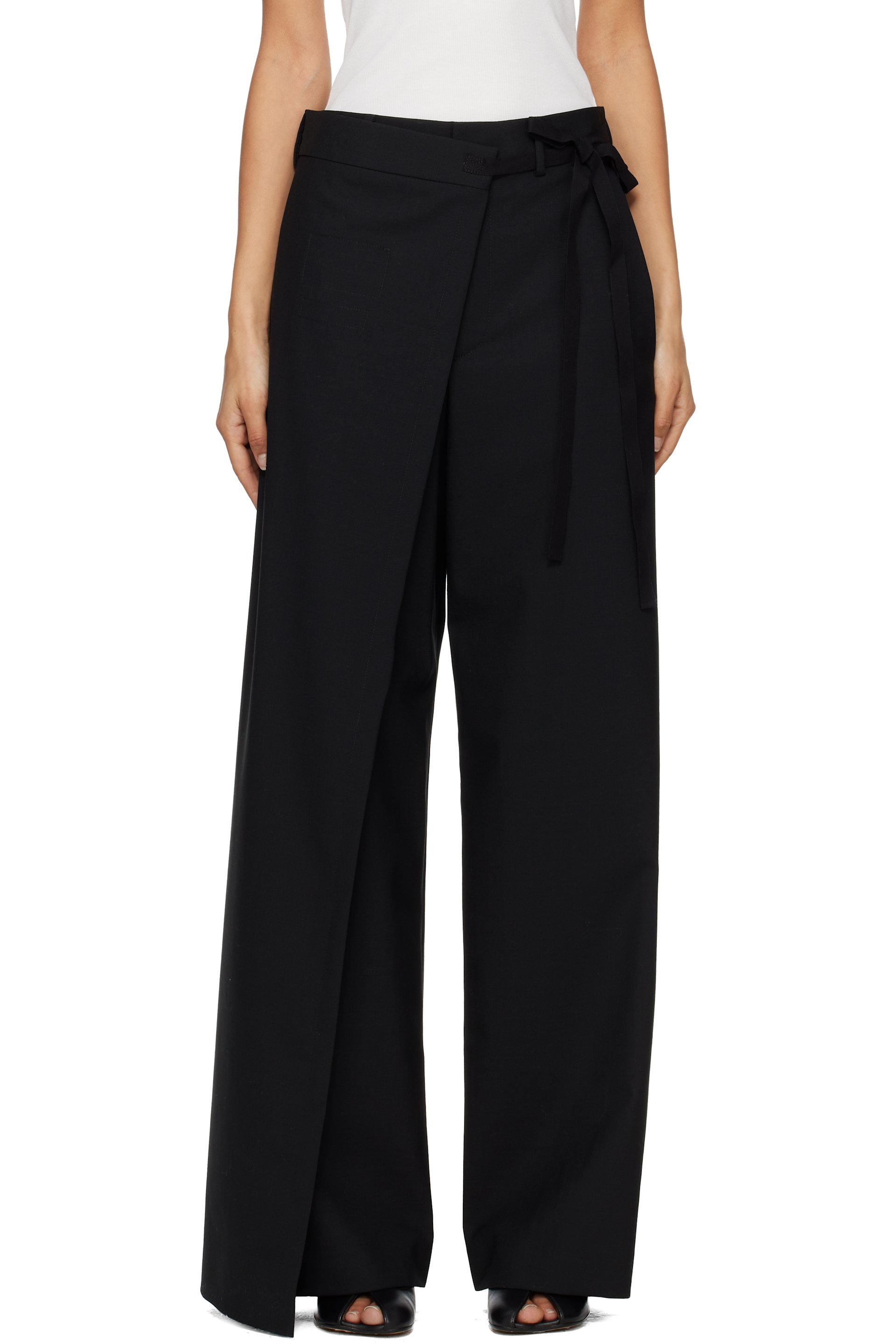 MM6 Maison Margiela - Pantalon noir en laine mélangée