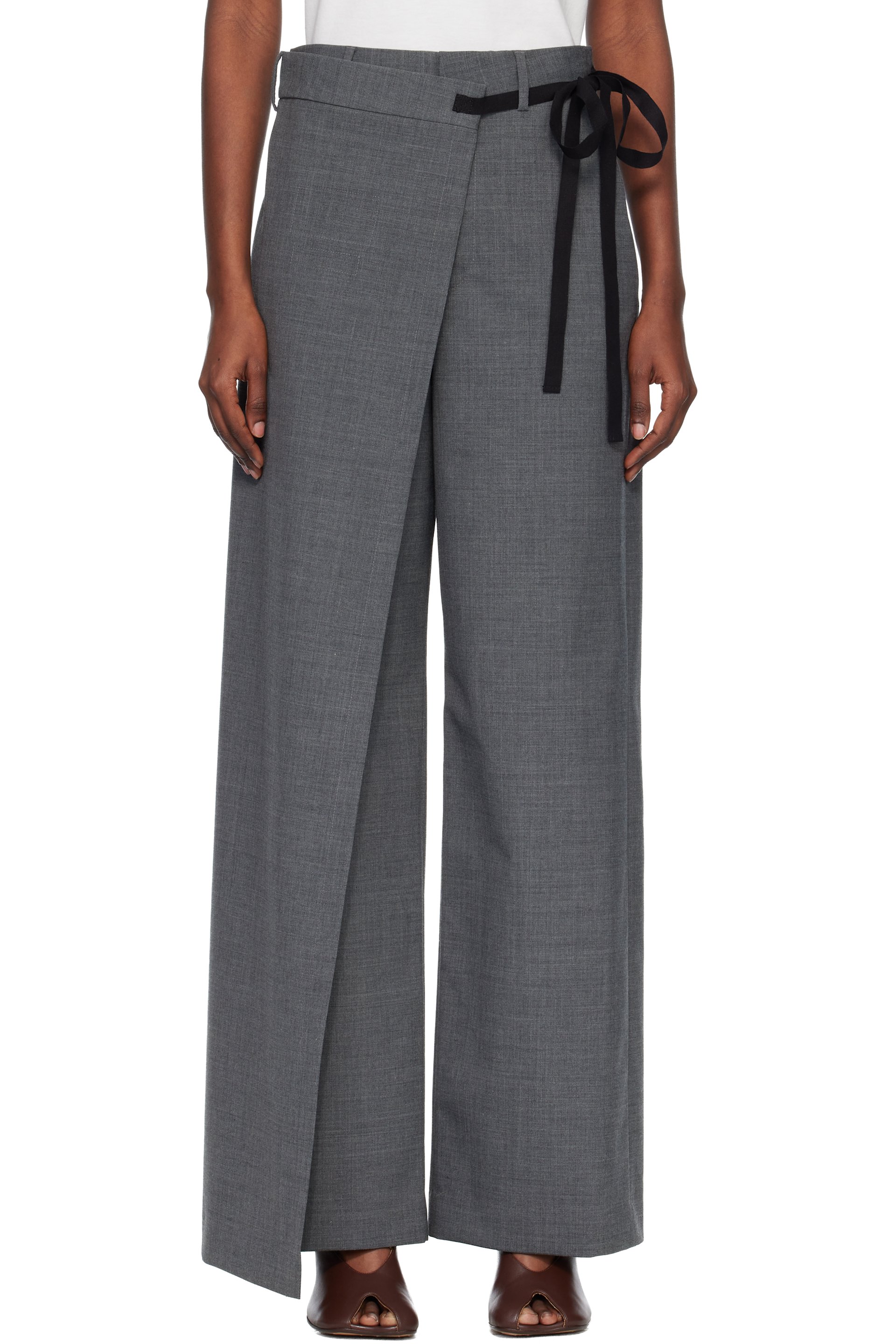 MM6 Maison Margiela - Pantalon gris en laine mélangée