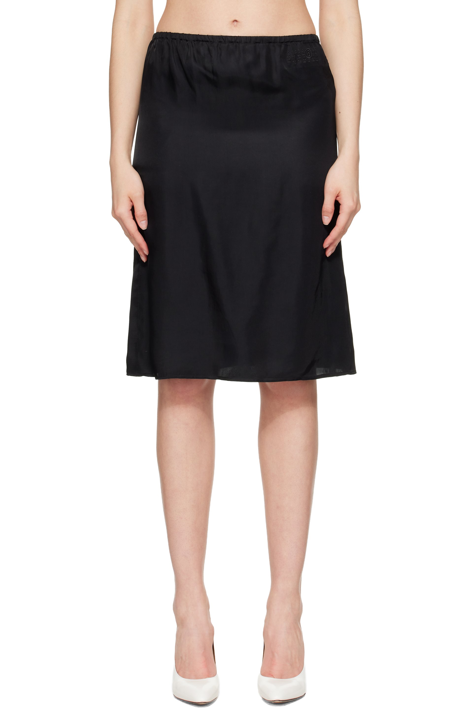 MM6 Maison Margiela - Black Satin Midi Skirt