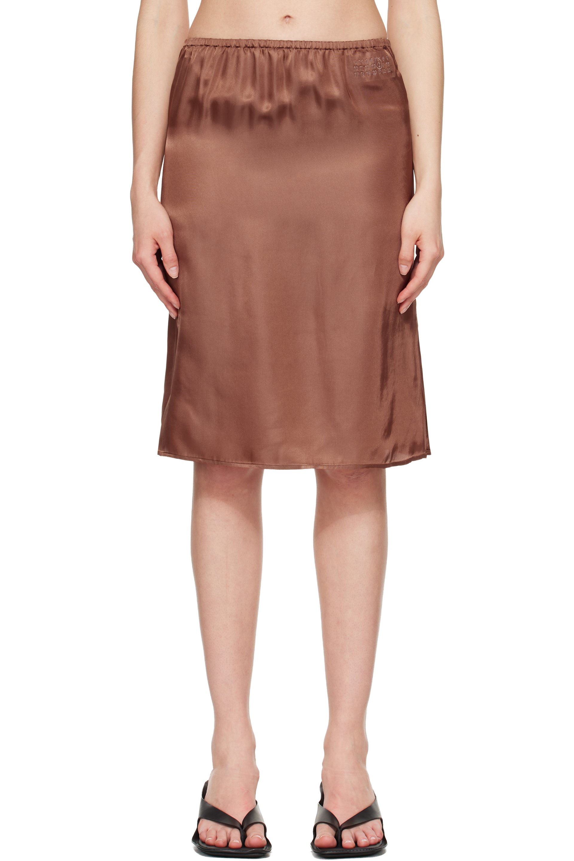 MM6 Maison Margiela - Brown Satin Midi Skirt