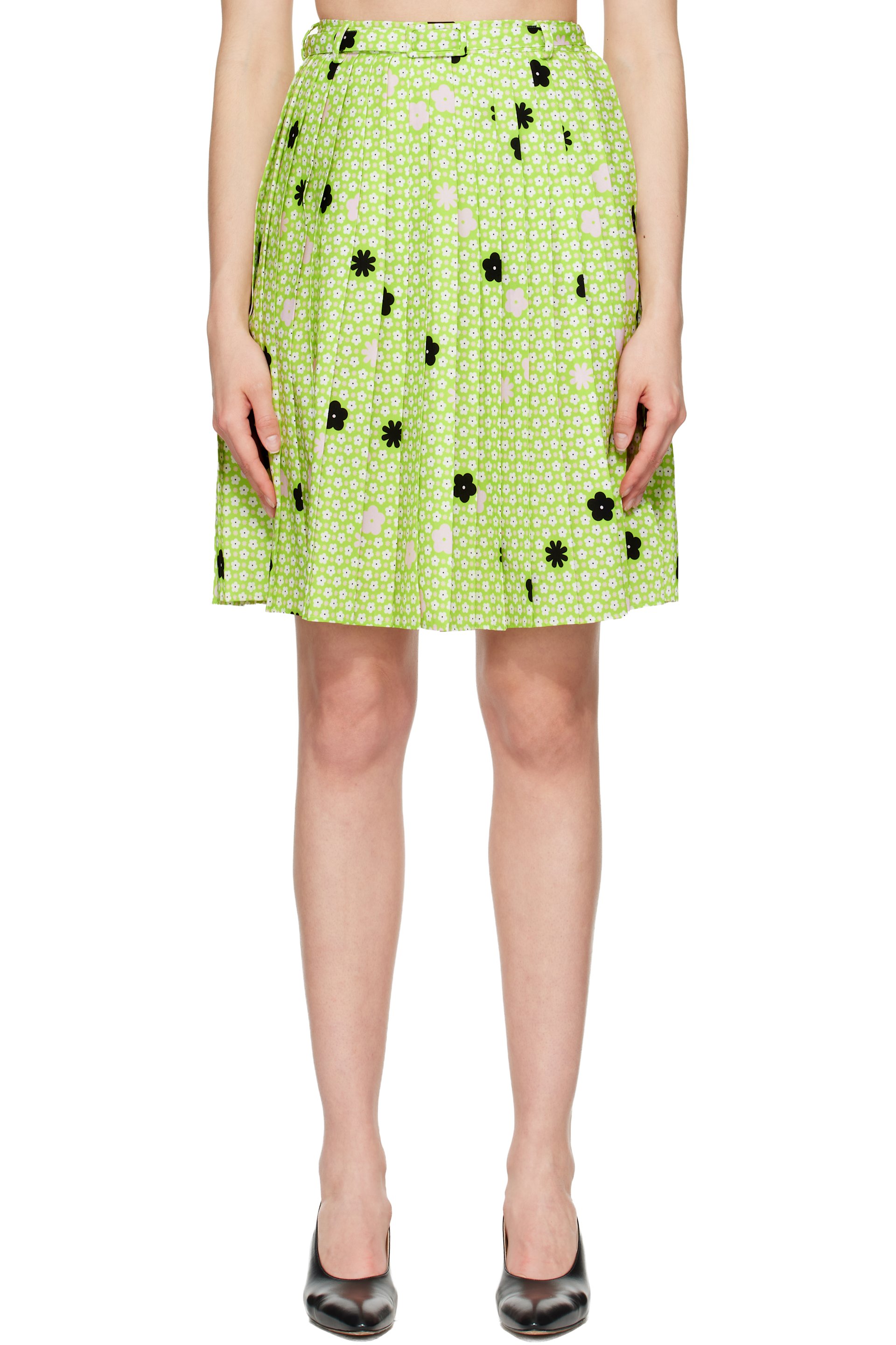 MM6 Maison Margiela - Green Belted Midi Skirt
