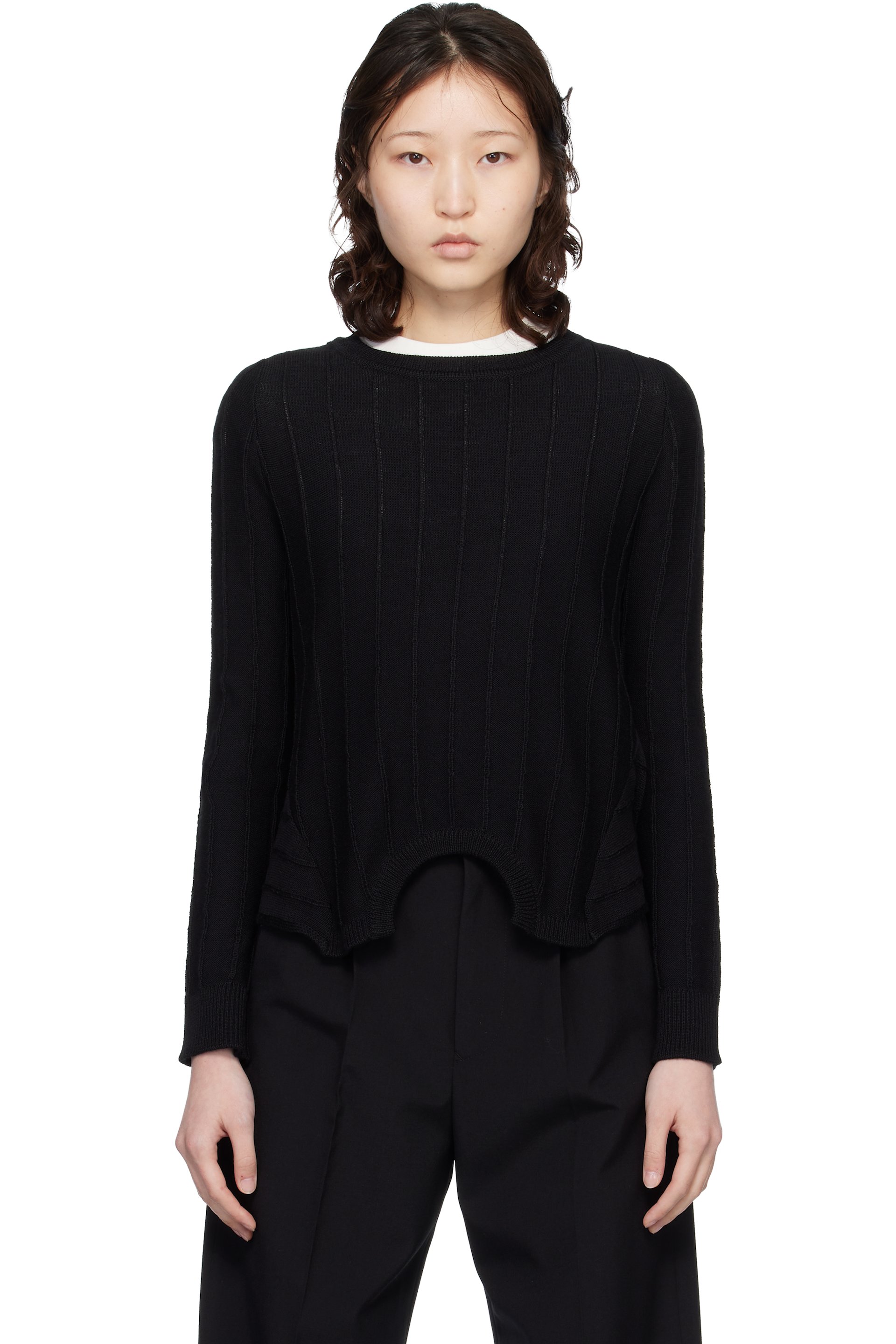MM6 Maison Margiela - Pull noir à assemblage inversé