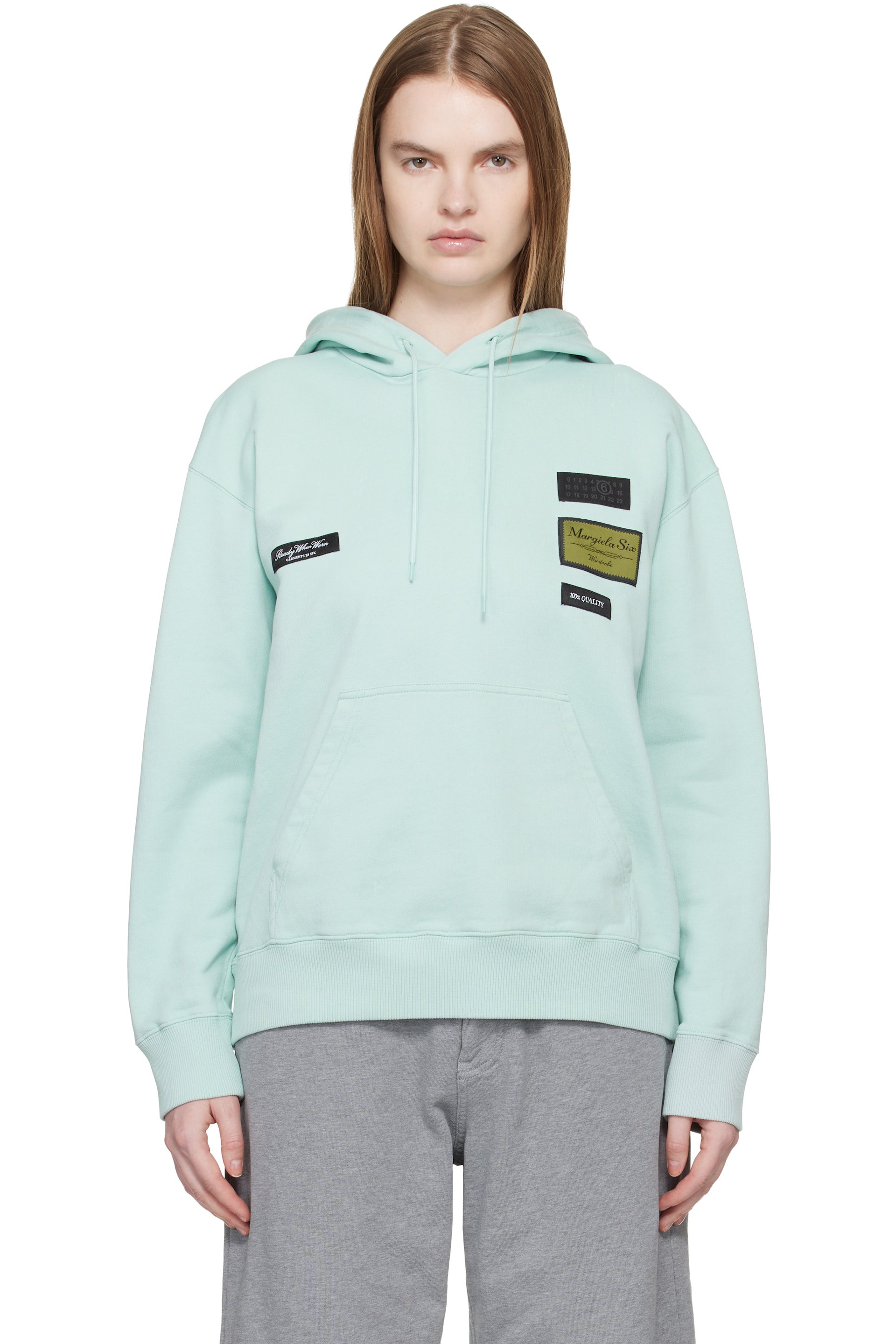 MM6 Maison Margiela - Pull à capuche bleu en coton