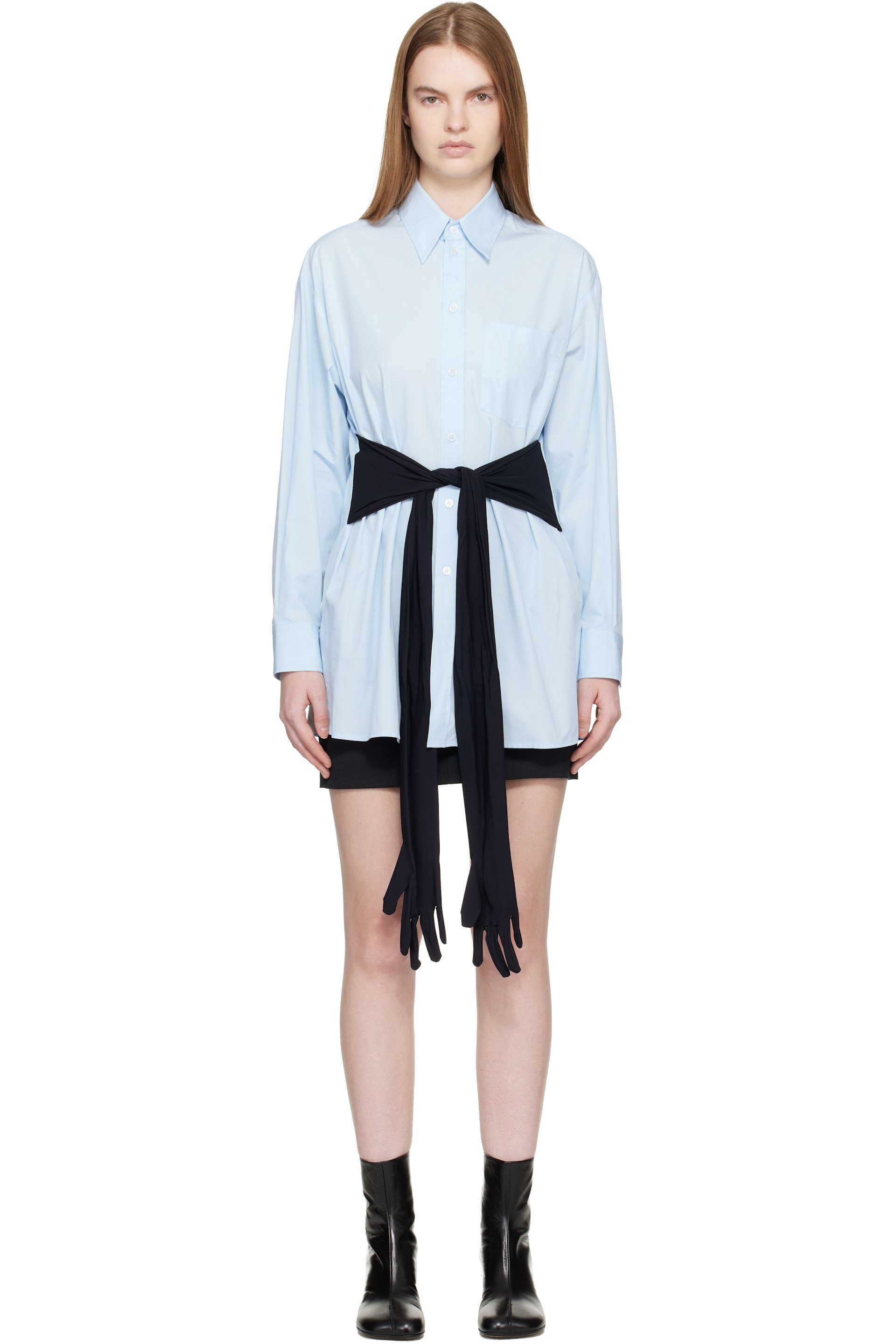 MM6 Maison Margiela - Chemise bleue en popeline de coton