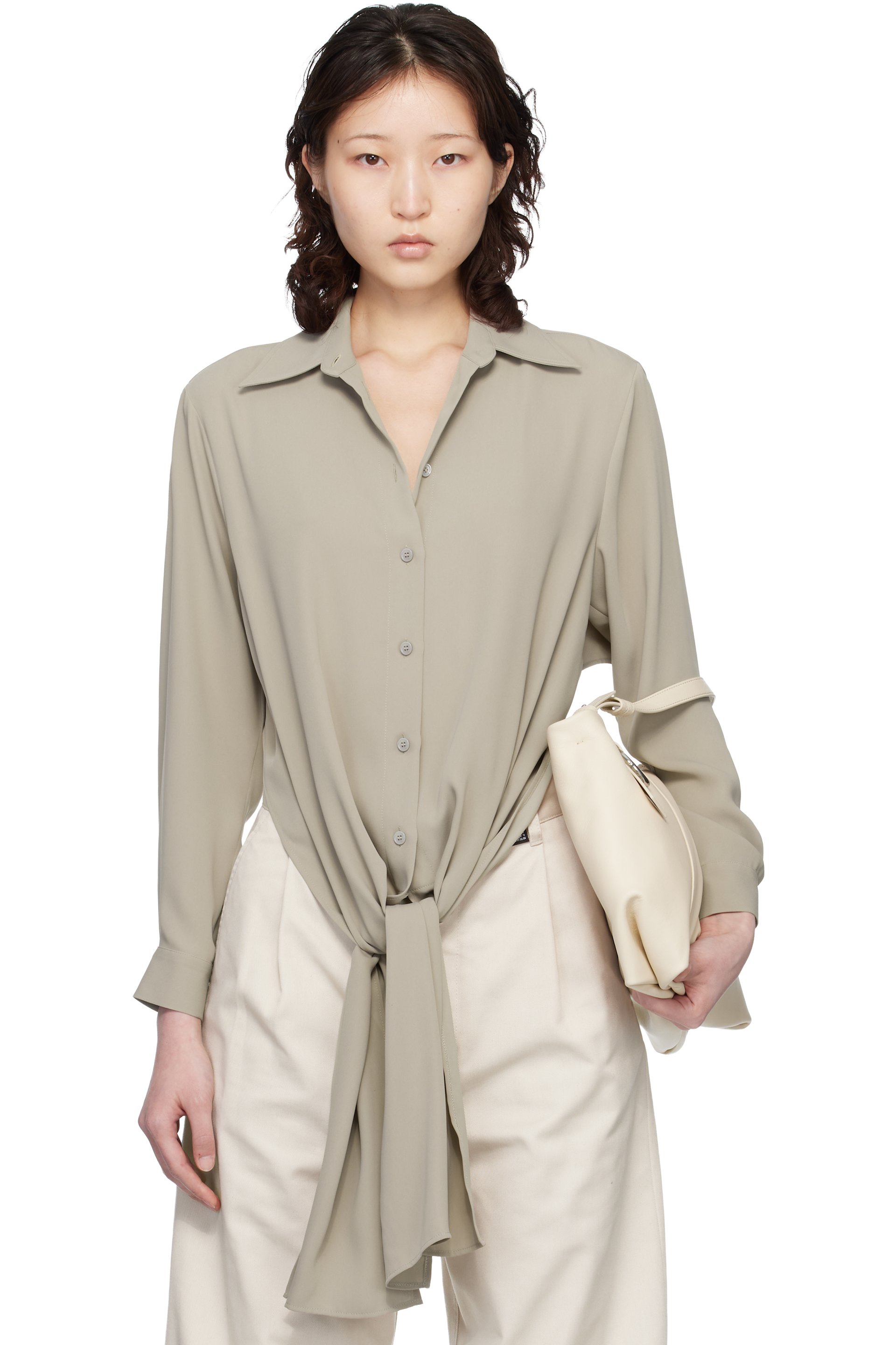 MM6 Maison Margiela: Taupe Dual-Wear Shirt | SSENSE