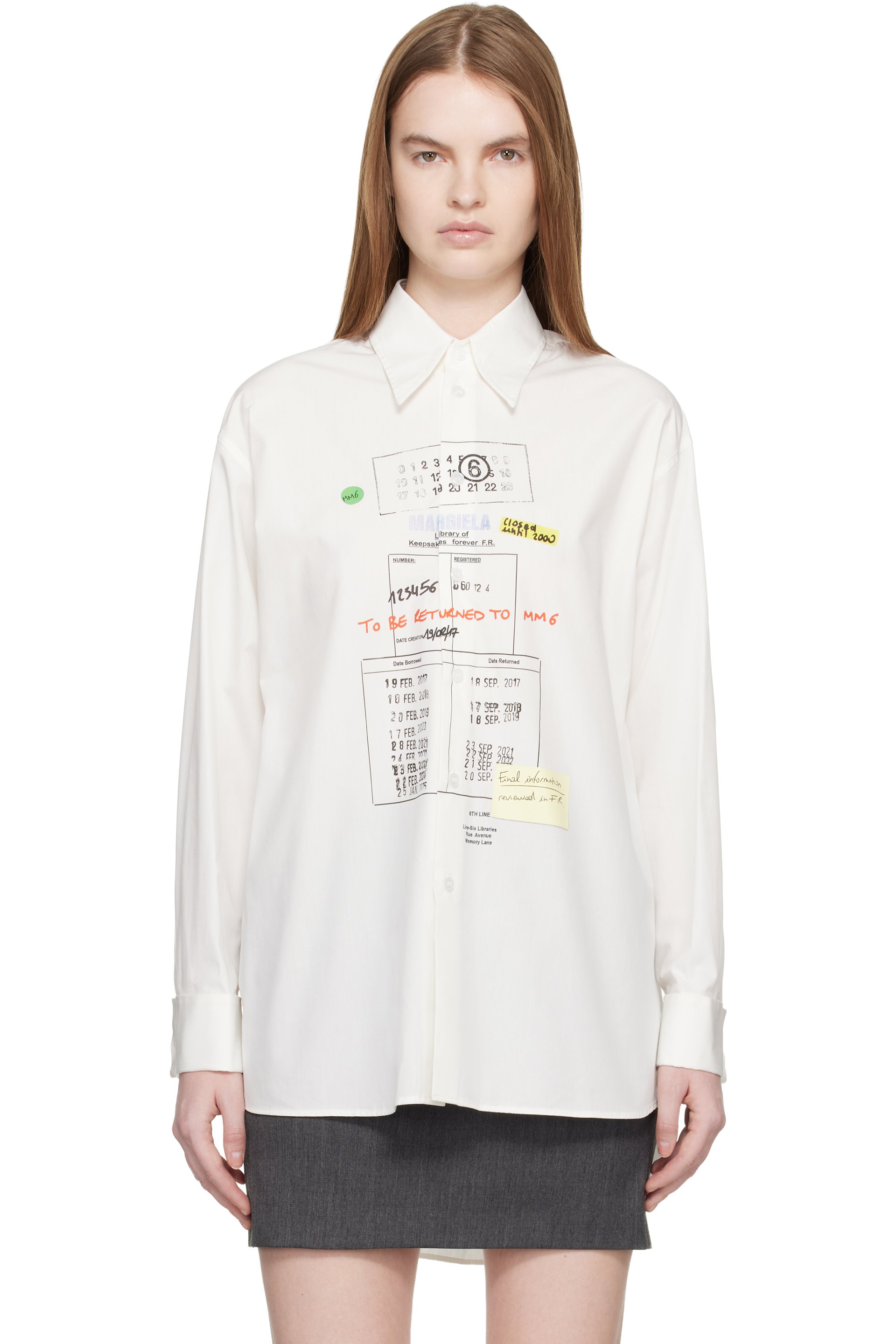 MM6 Maison Margiela - Chemise blanc cassé en popeline de coton