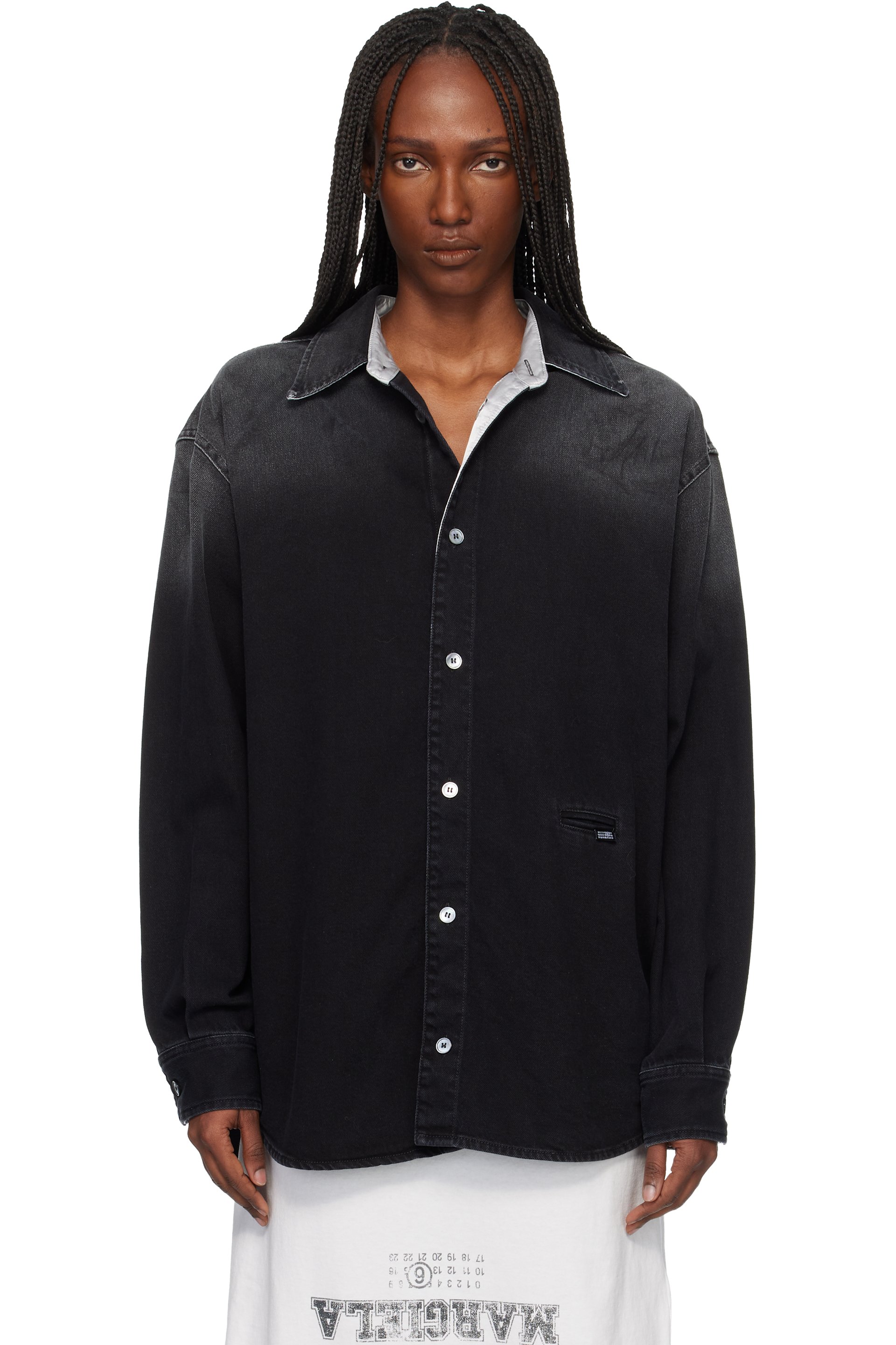 MM6 Maison Margiela - Chemise à manches longues noire en denim