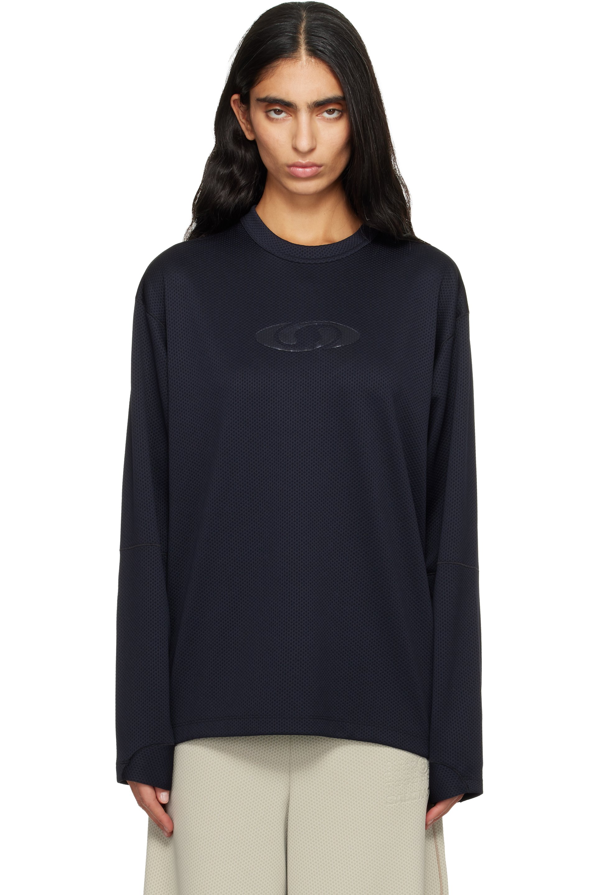 MM6 Maison Margiela - T-shirt noir en filet édition Salomon