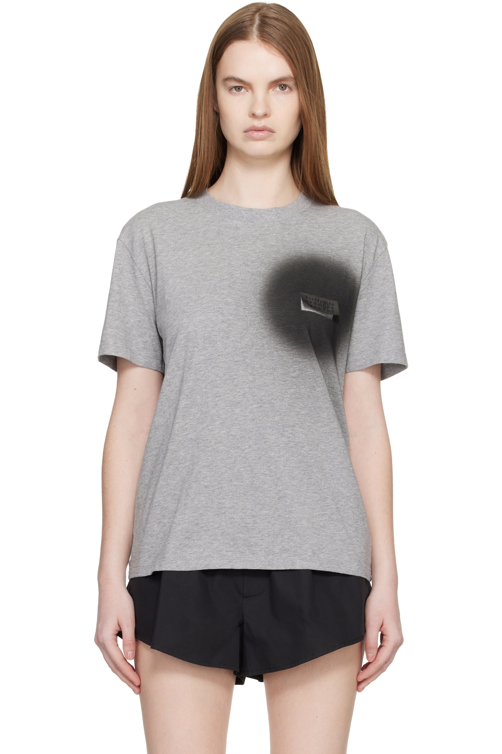 MM6 Maison Margiela - T-shirt gris à effet aérosol