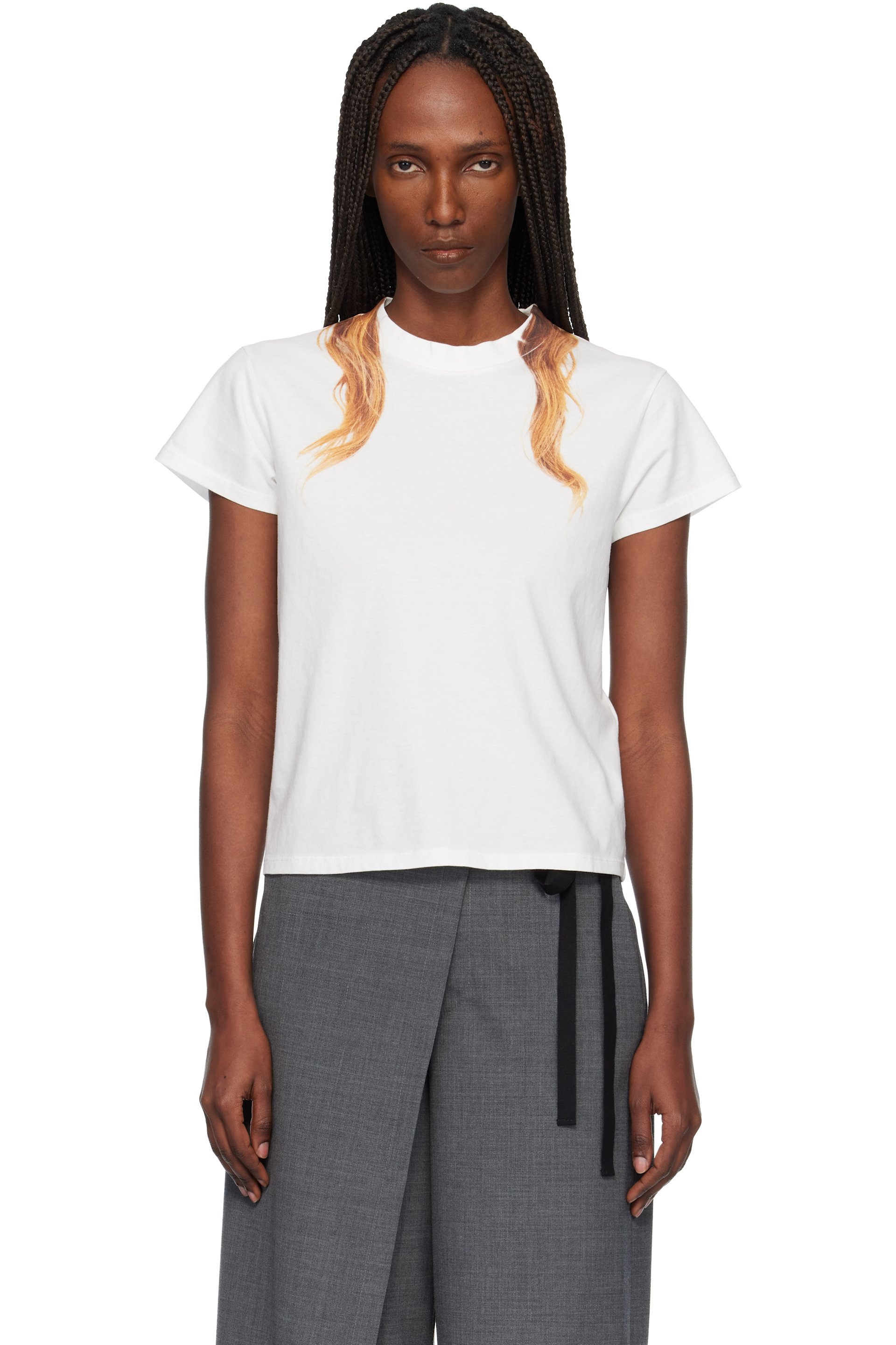 MM6 Maison Margiela - T-shirt blanc cassé en jersey de coton