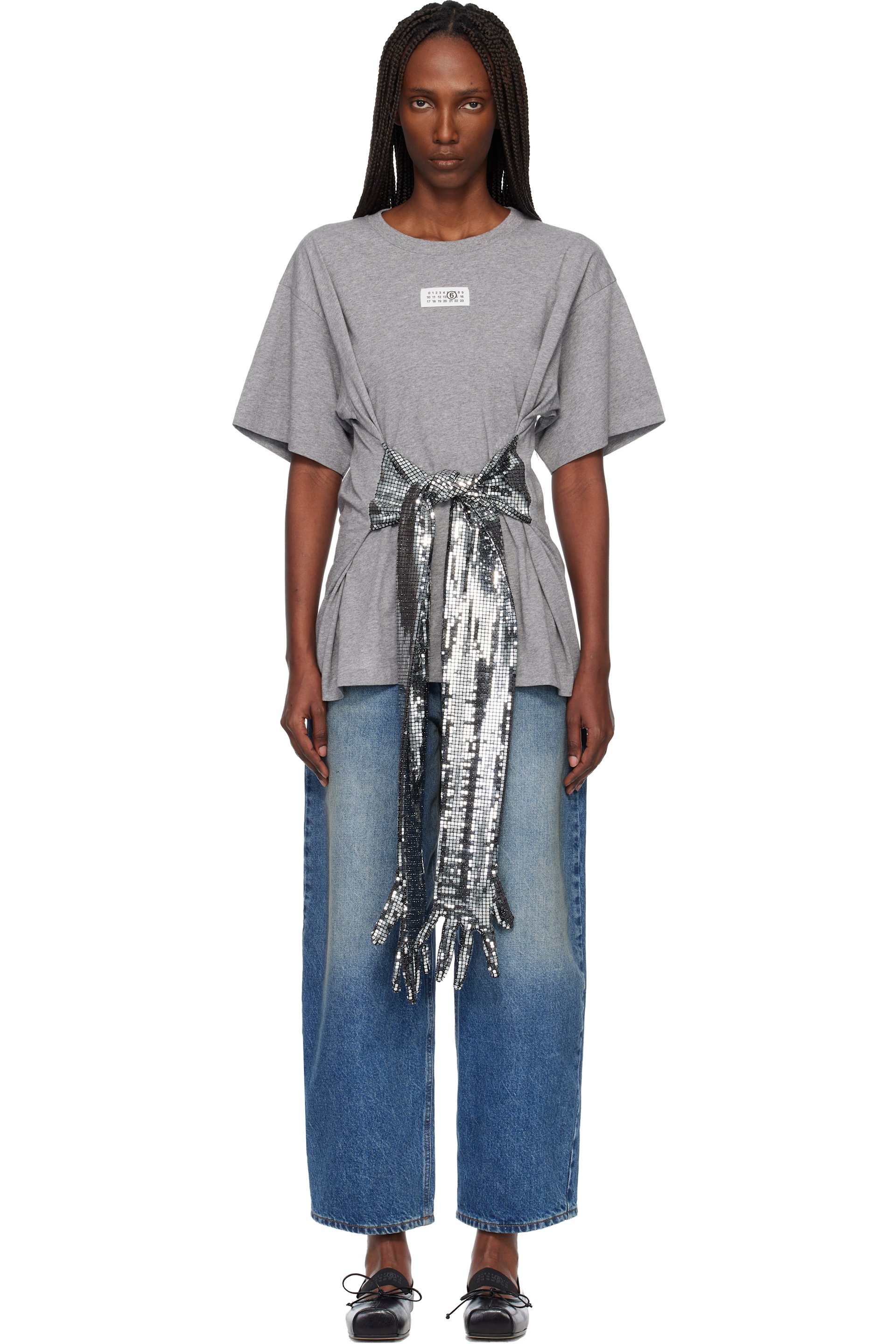 MM6 Maison Margiela - T-shirt gris en coton à gants