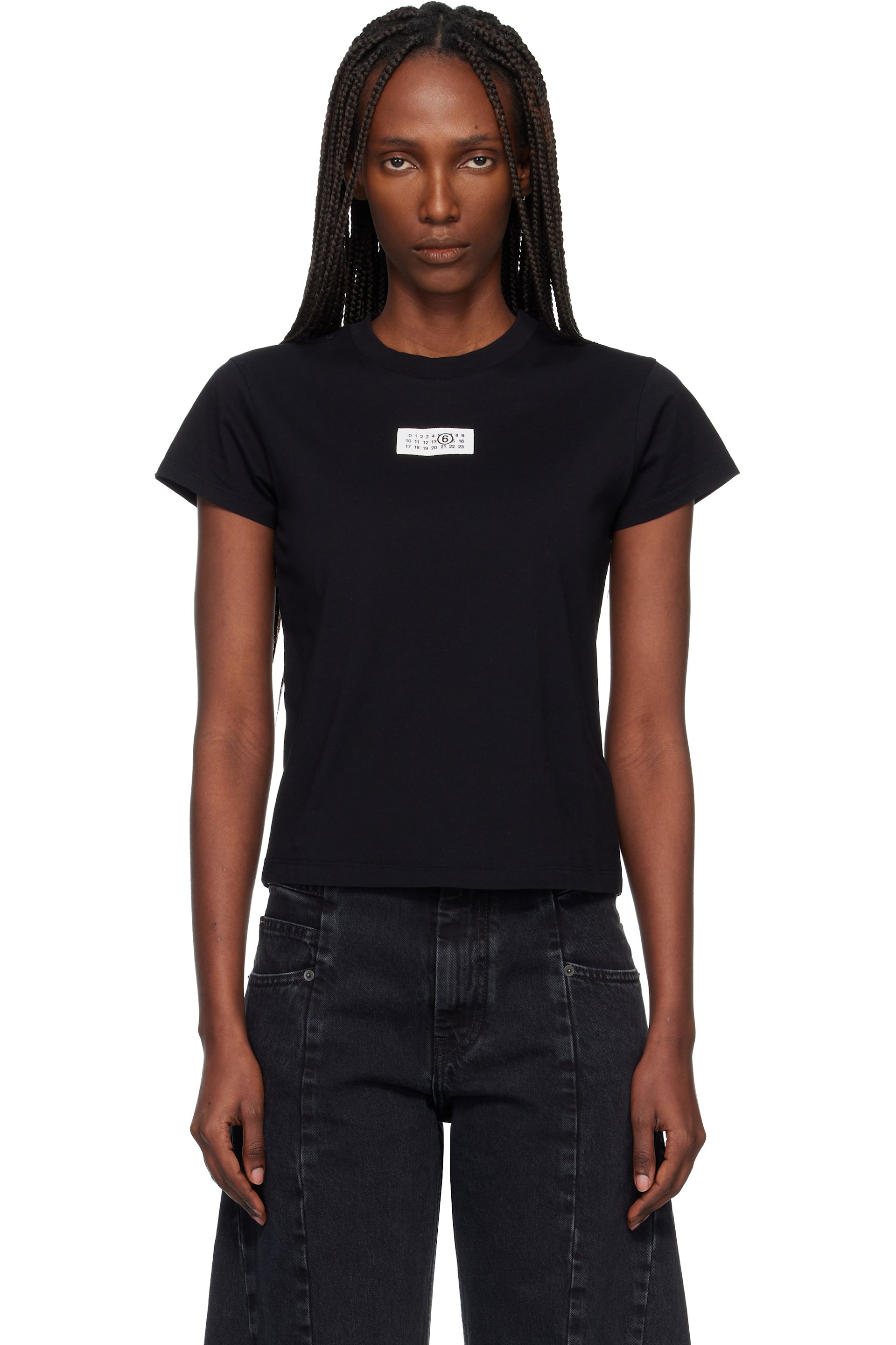 MM6 Maison Margiela - T-shirt noir en coton à logo numérique