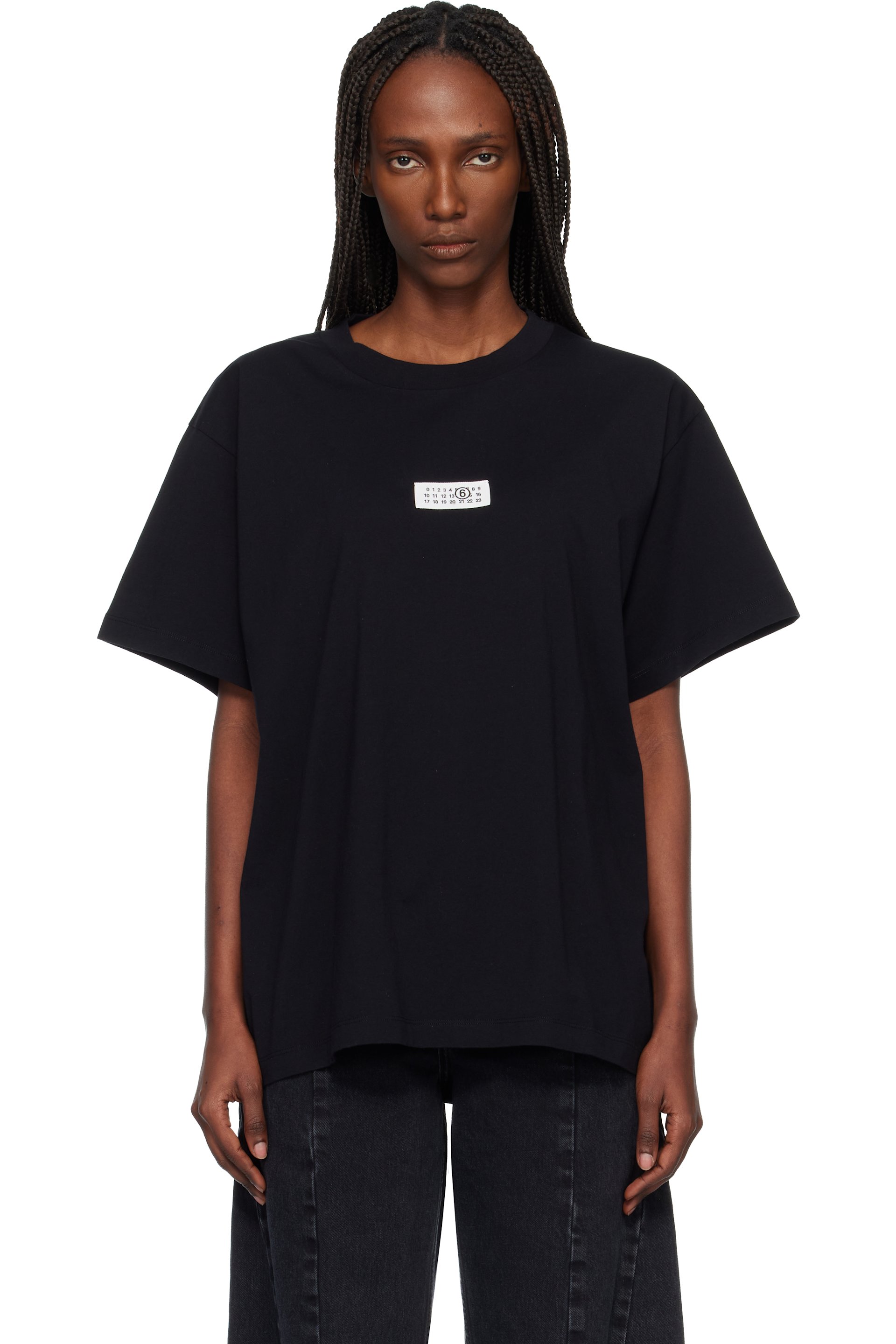 MM6 Maison Margiela - T-shirt noir en coton à logo numérique