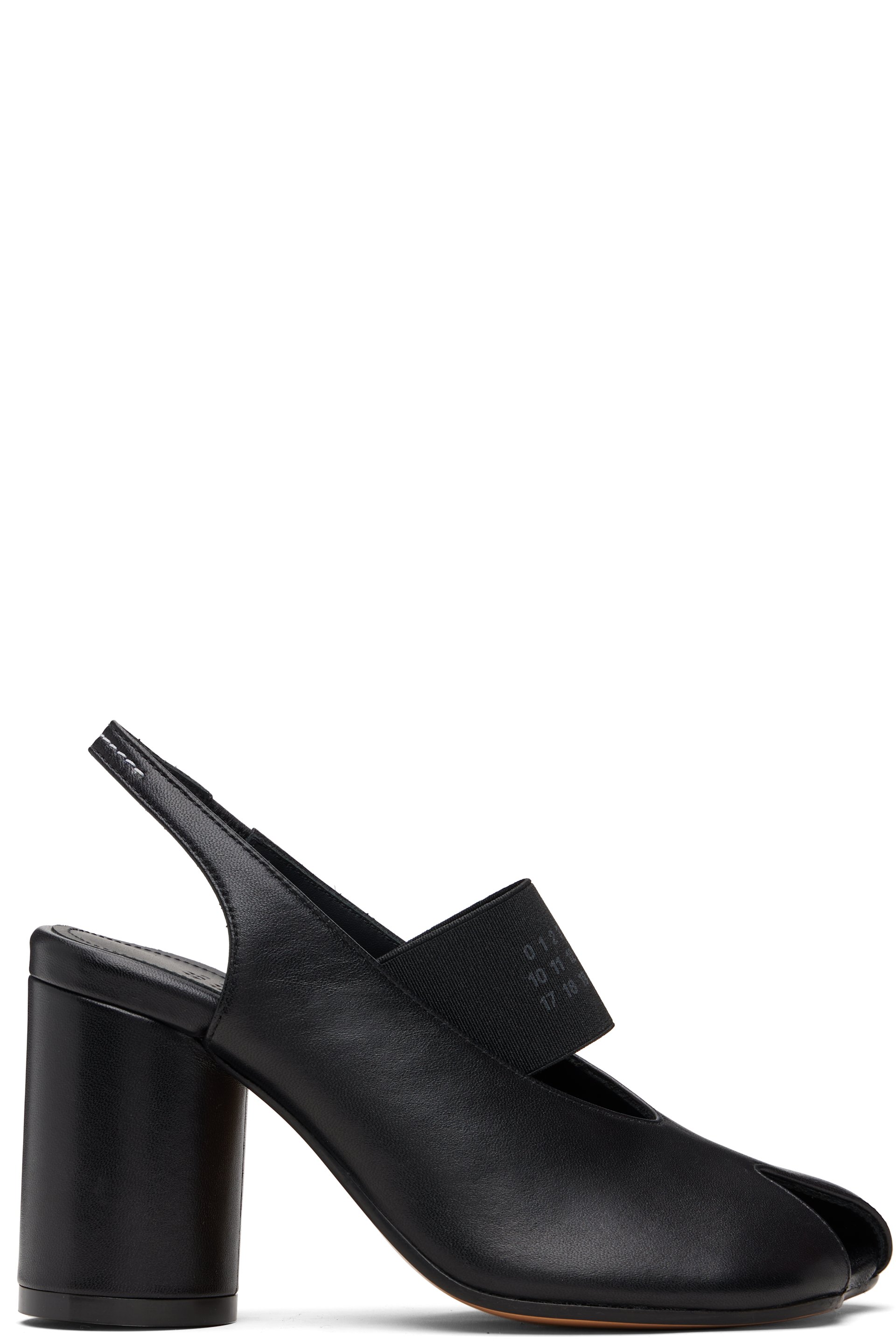 MM6 Maison Margiela - Chaussures à talon noires à logo numérique et à bout anatomique