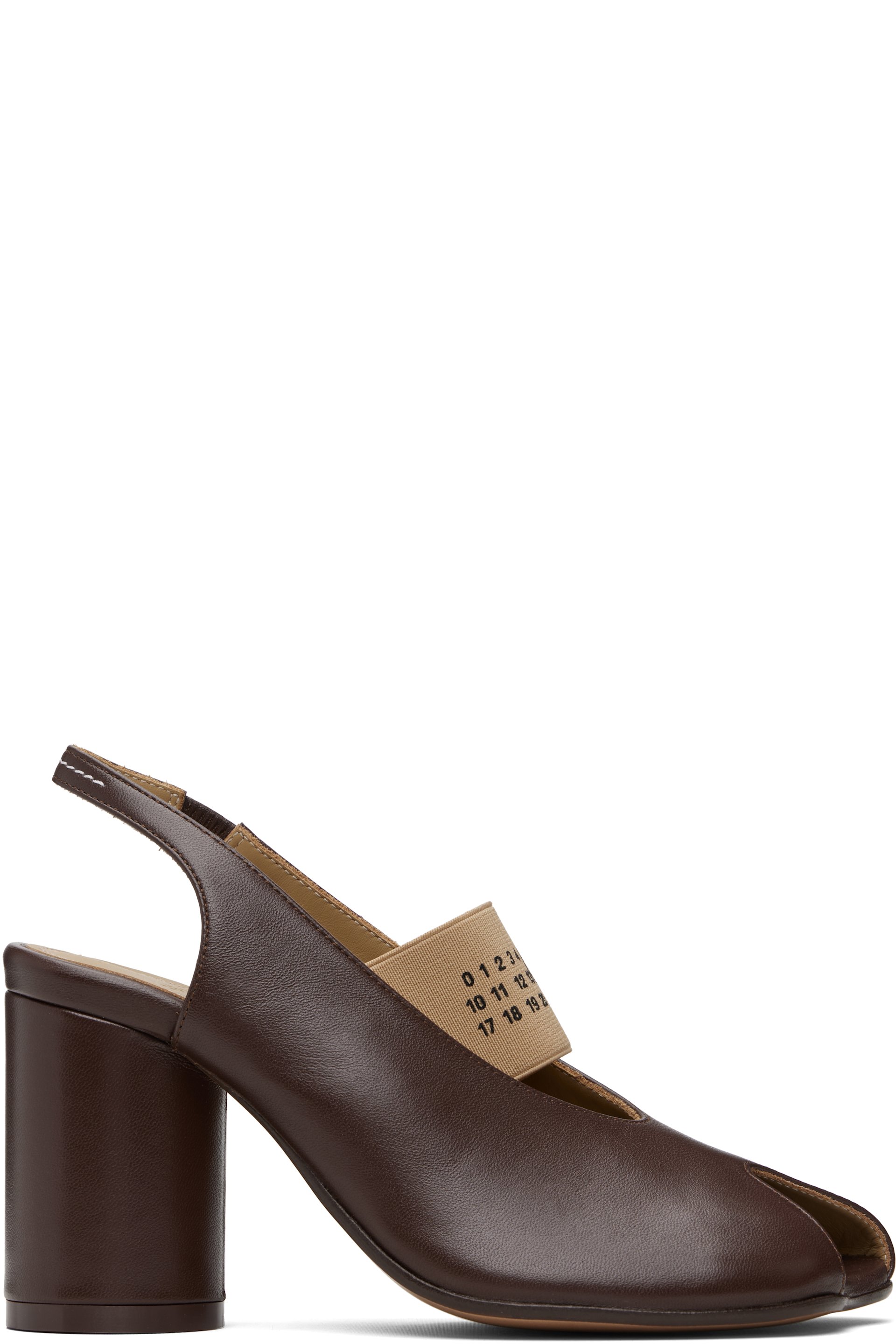 Brown Anatomic Numeric Slingback Heels by MM6 Maison Margiela on Sale
