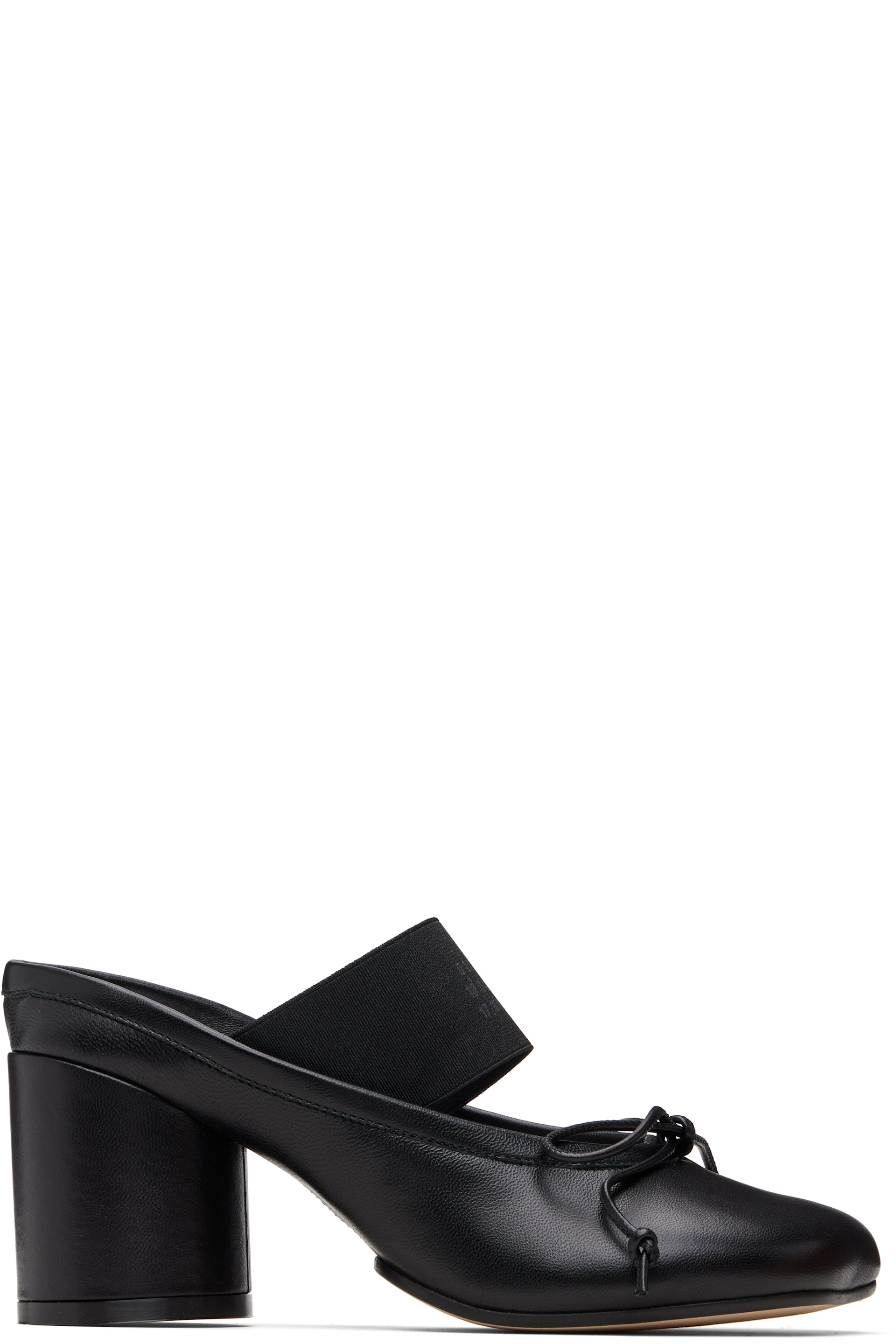 MM6 Maison Margiela - Sandales à talon noires à logo numérique et à bout anatomique