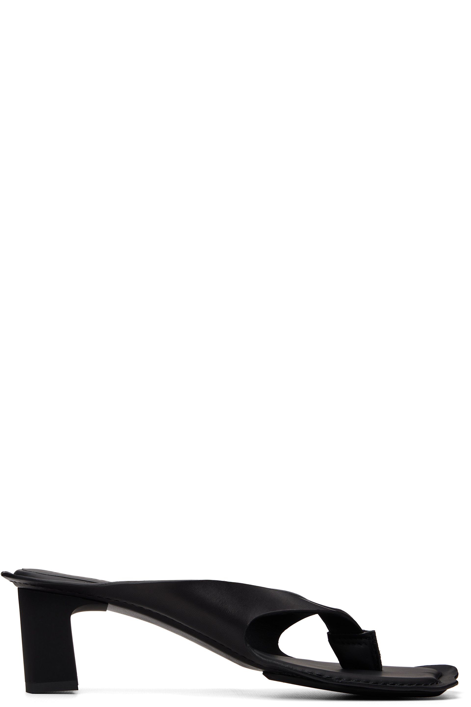MM6 Maison Margiela - Black Anatomic Flip Flop Mule Heeled Sandals