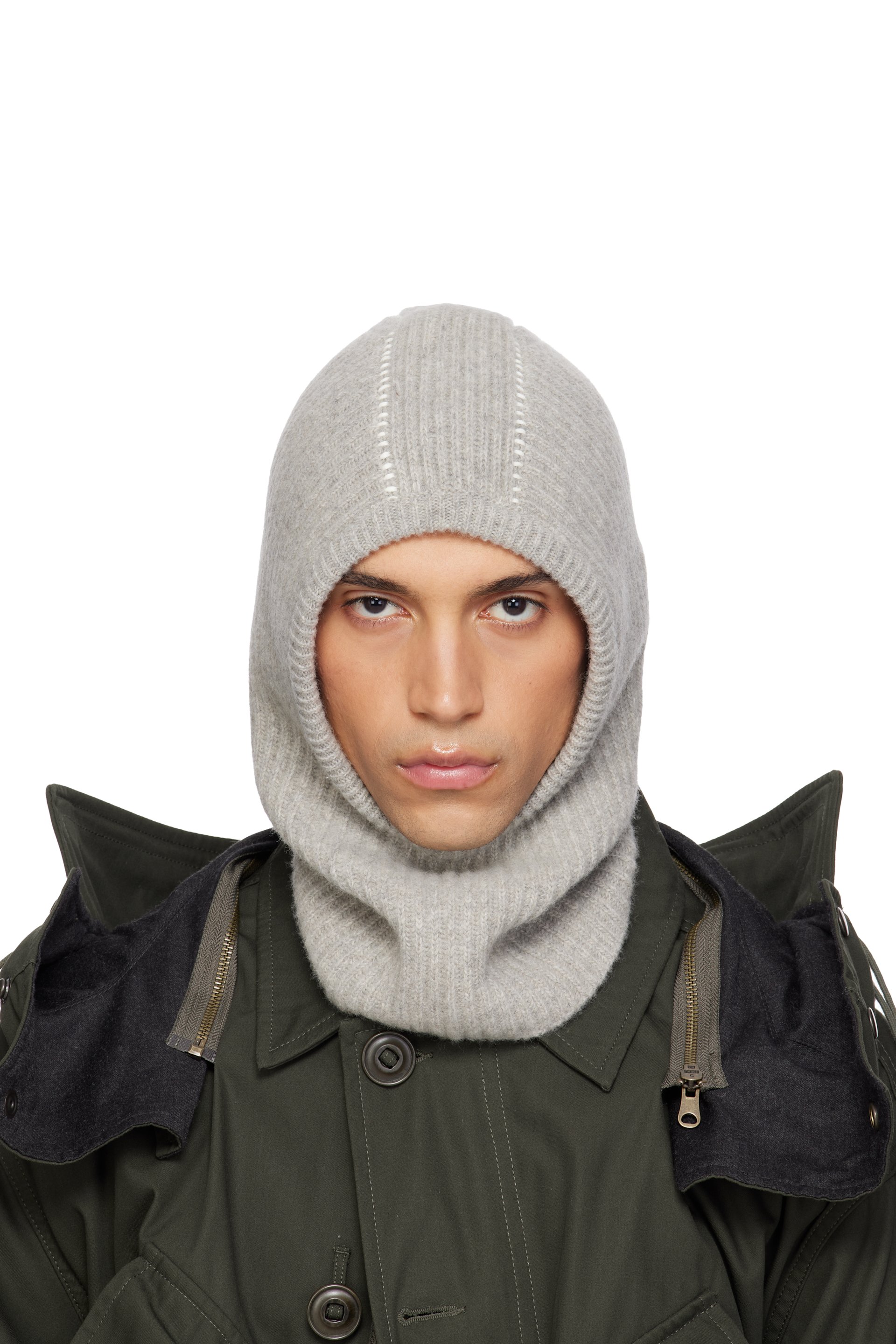MM6 Maison Margiela - Gray Ribbed Wool Balaclava