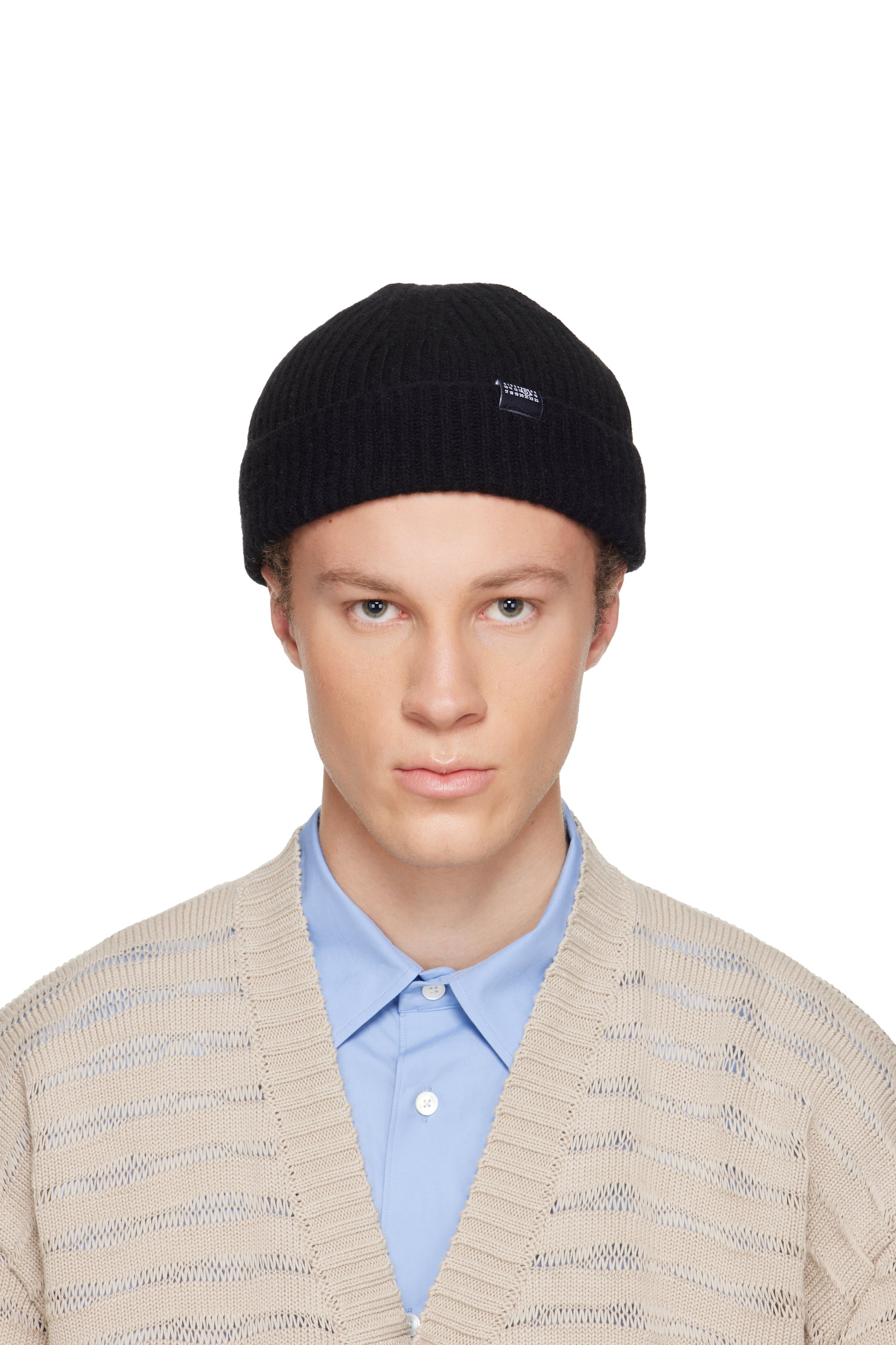 MM6 Maison Margiela - Black Ribbed Wool Beanie