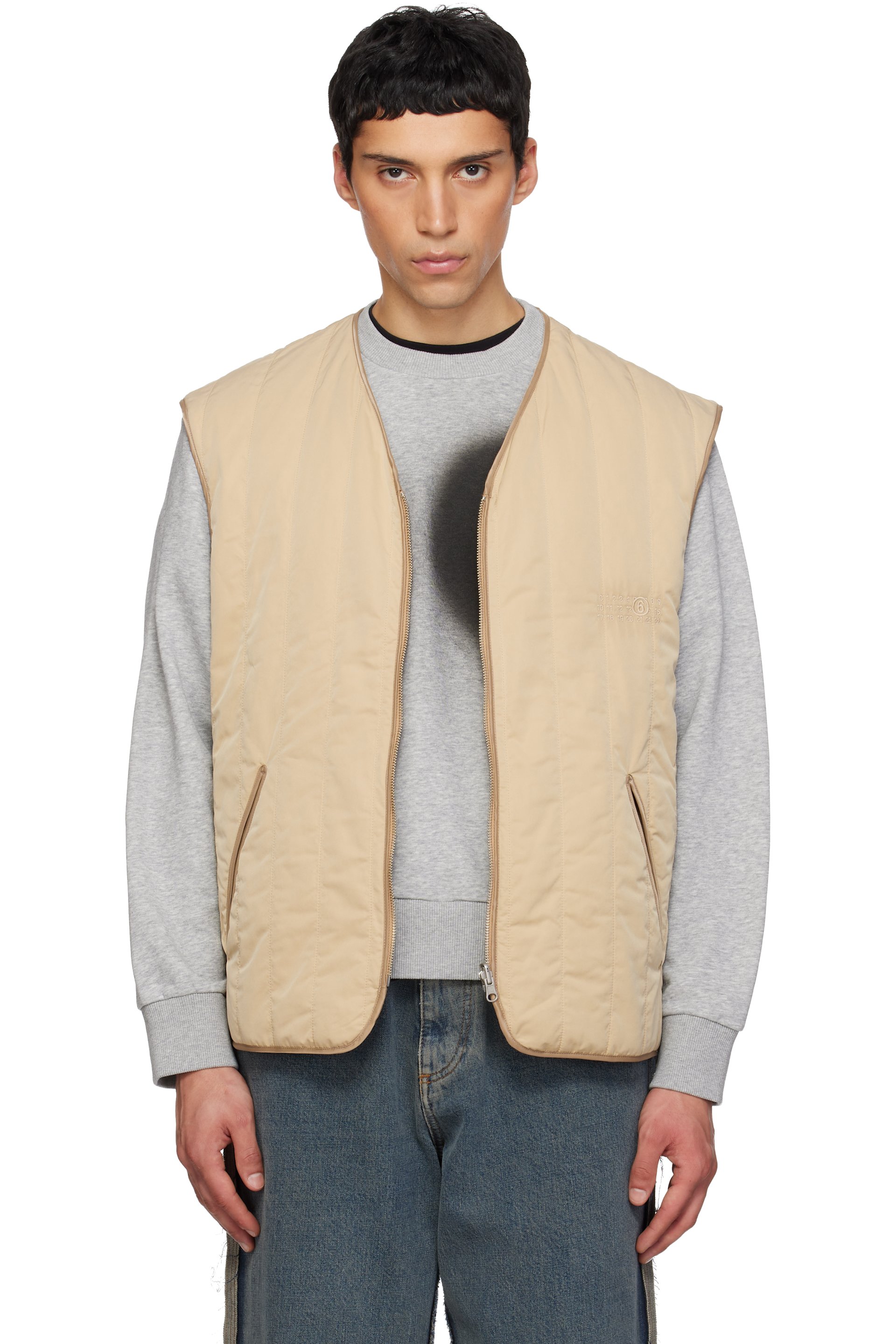 MM6 Maison Margiela - Beige Quilted Reversible Vest