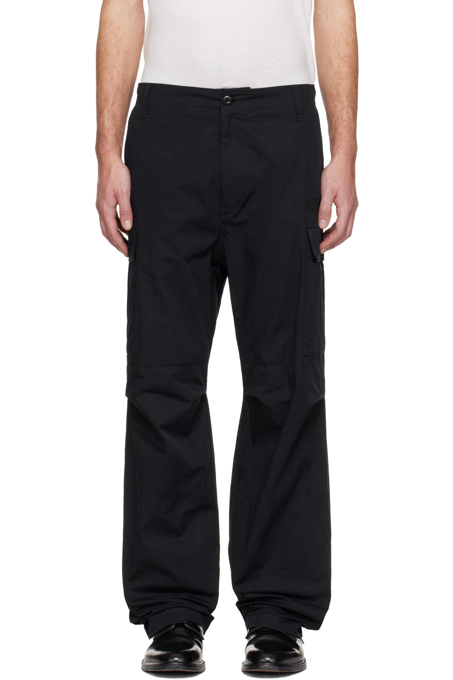 MM6 Maison Margiela - Black Embroidered Logo Cargo Pants