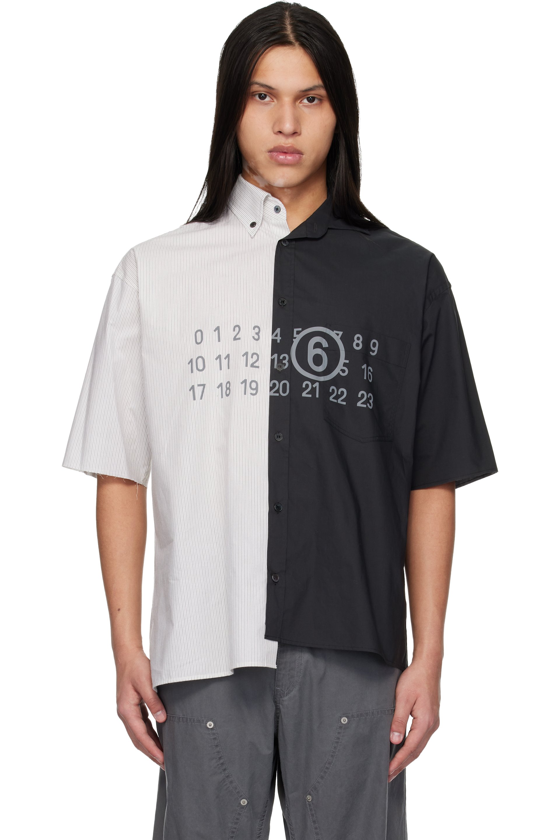 MM6 Maison Margiela - 白色 & 黑色短袖衬衫