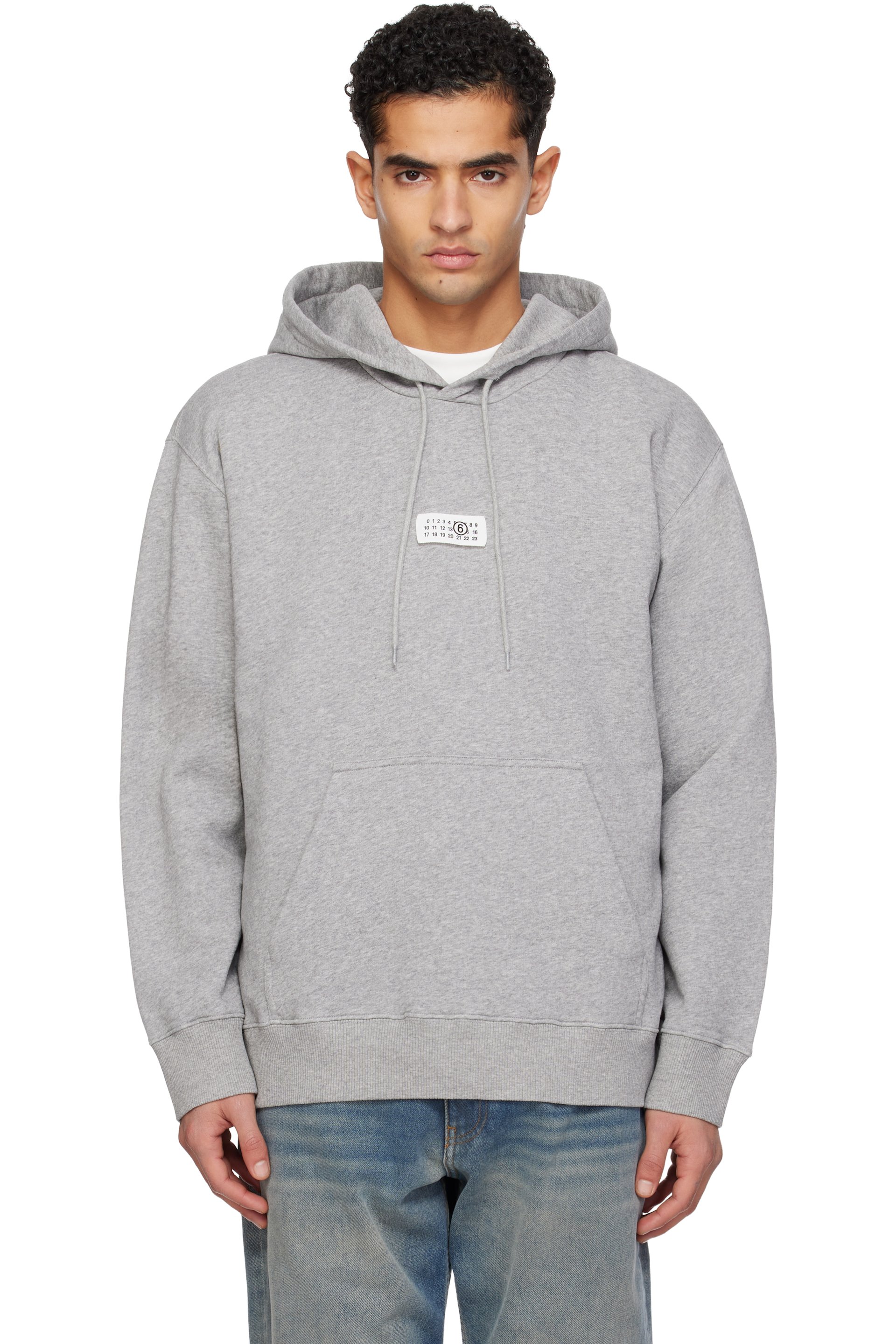 MM6 Maison Margiela - Pull à capuche gris à écusson à logo