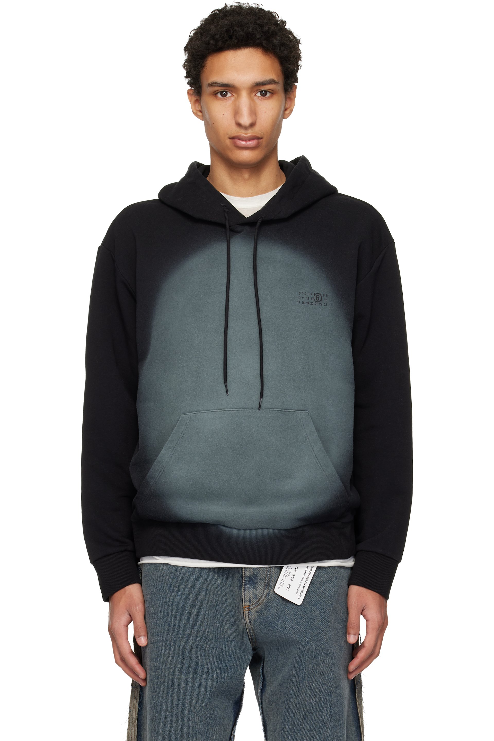 MM6 Maison Margiela - Pull à capuche noir à effet aérosol