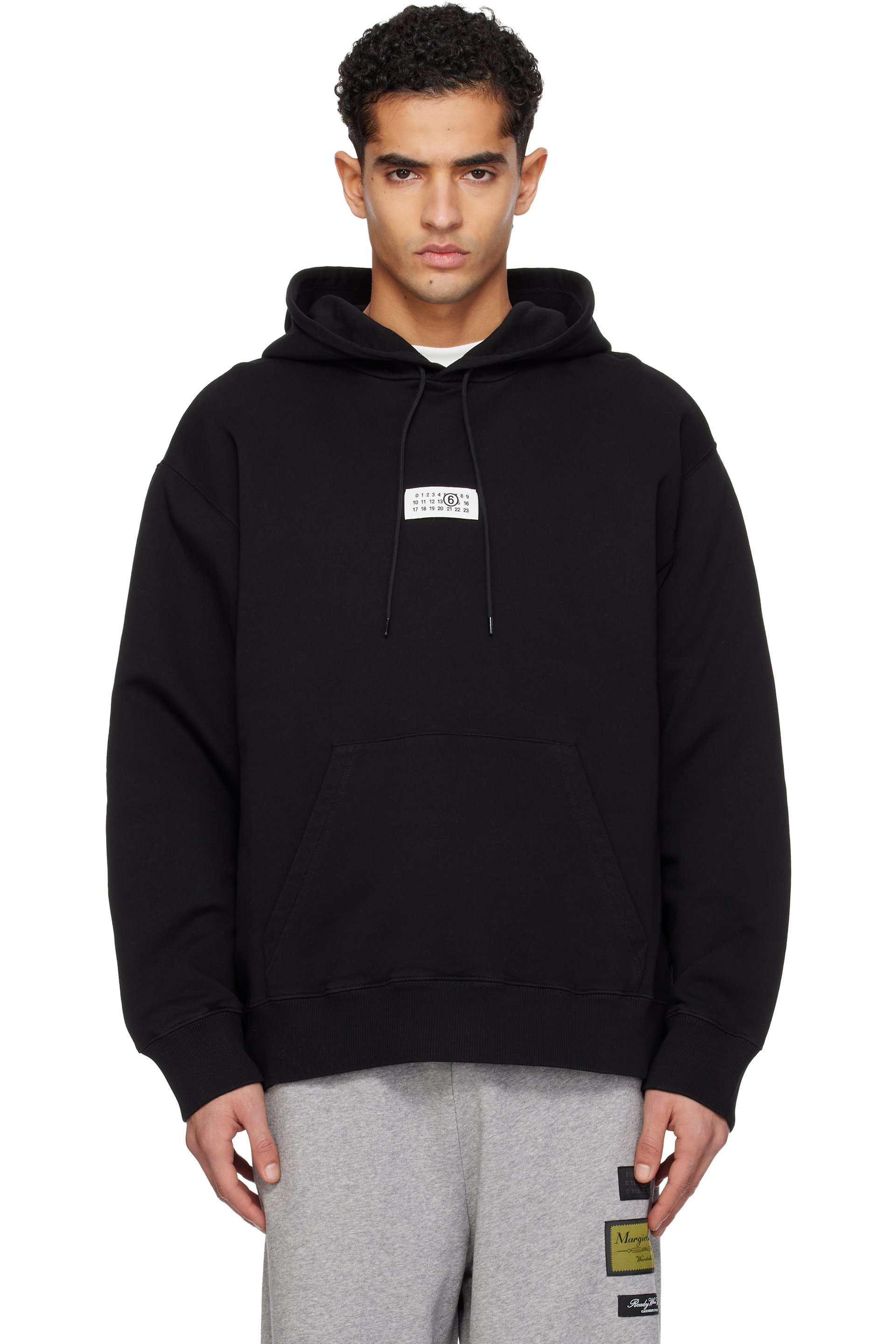 MM6 Maison Margiela - Pull à capuche noir à écusson à logo