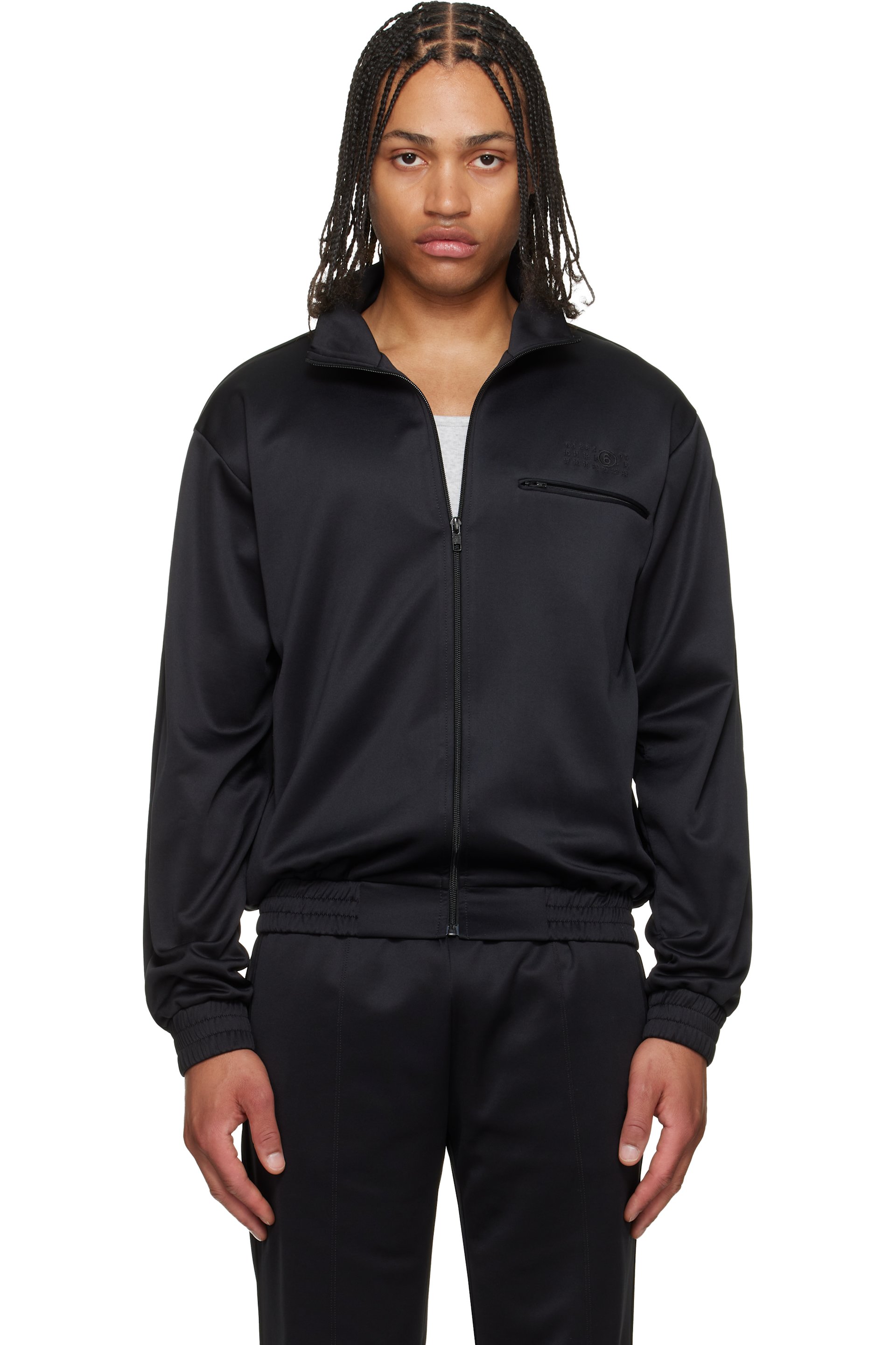 MM6 Maison Margiela - Black Embroidered Logo Track Jacket