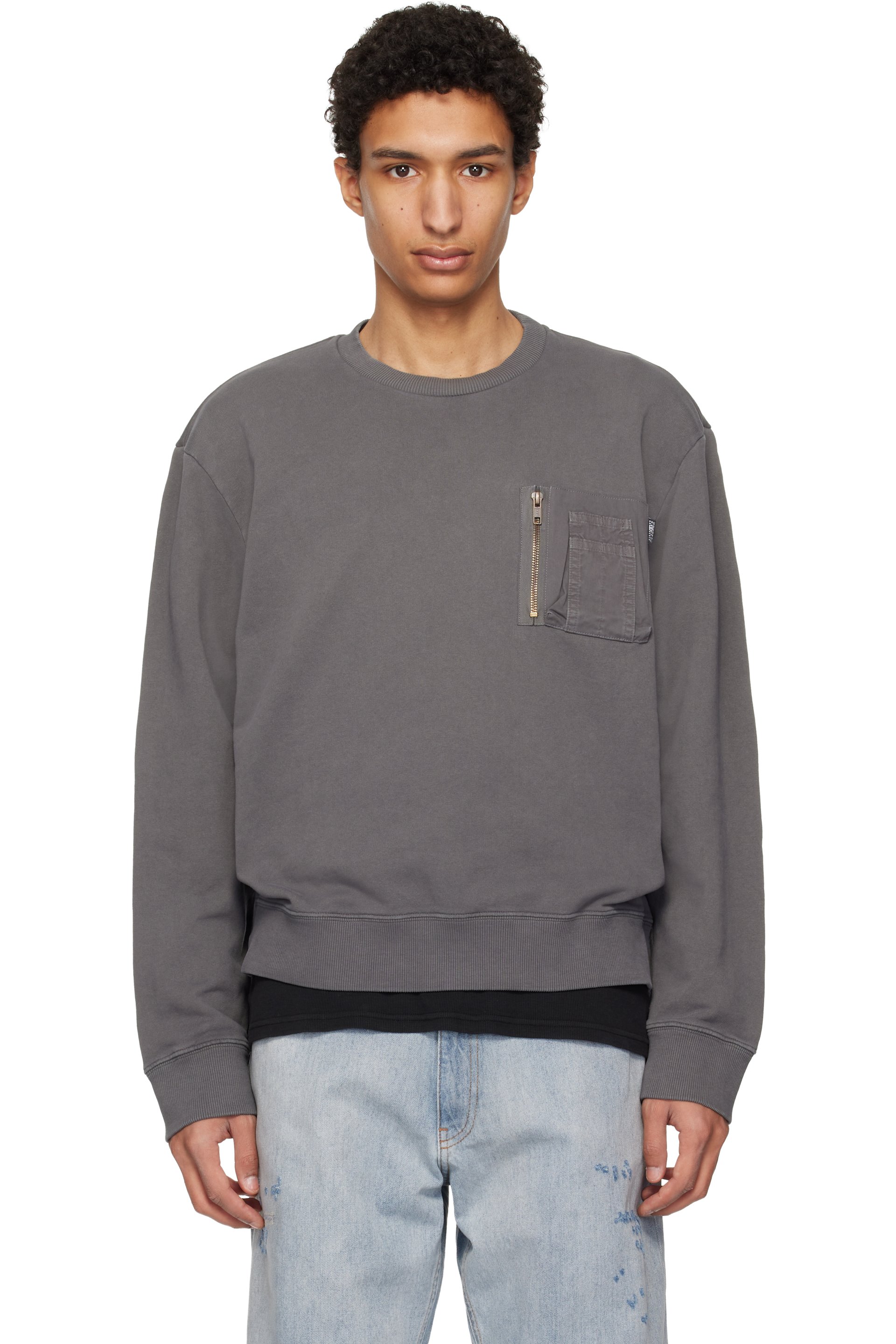 MM6 Maison Margiela - Pull molletonné gris à poche utilitaire