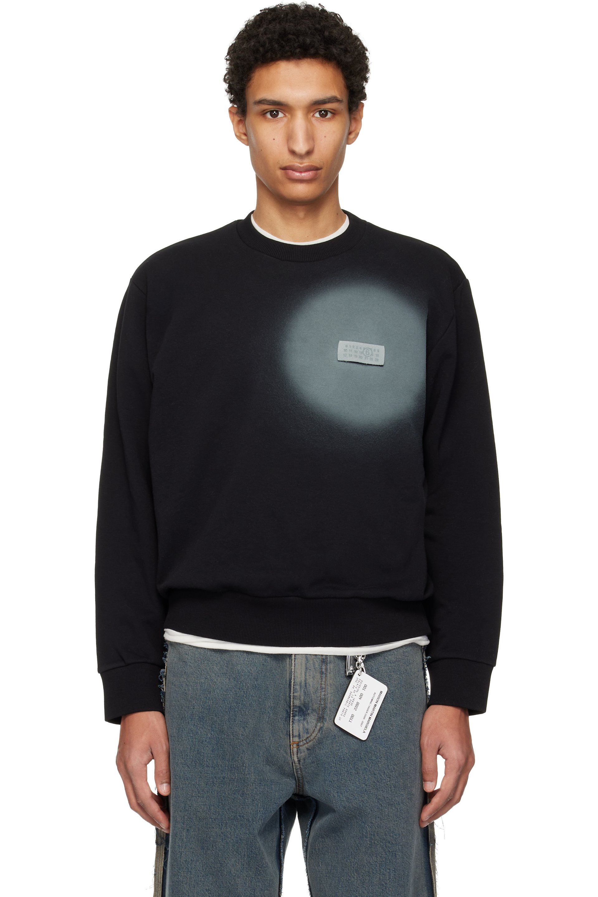 MM6 Maison Margiela - Pull molletonné noir à effet aérosol