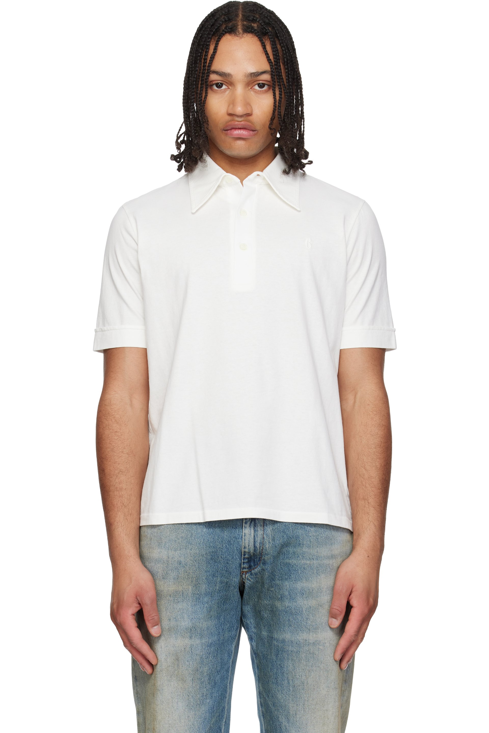 MM6 Maison Margiela - Off-White Embroidered-Logo Polo