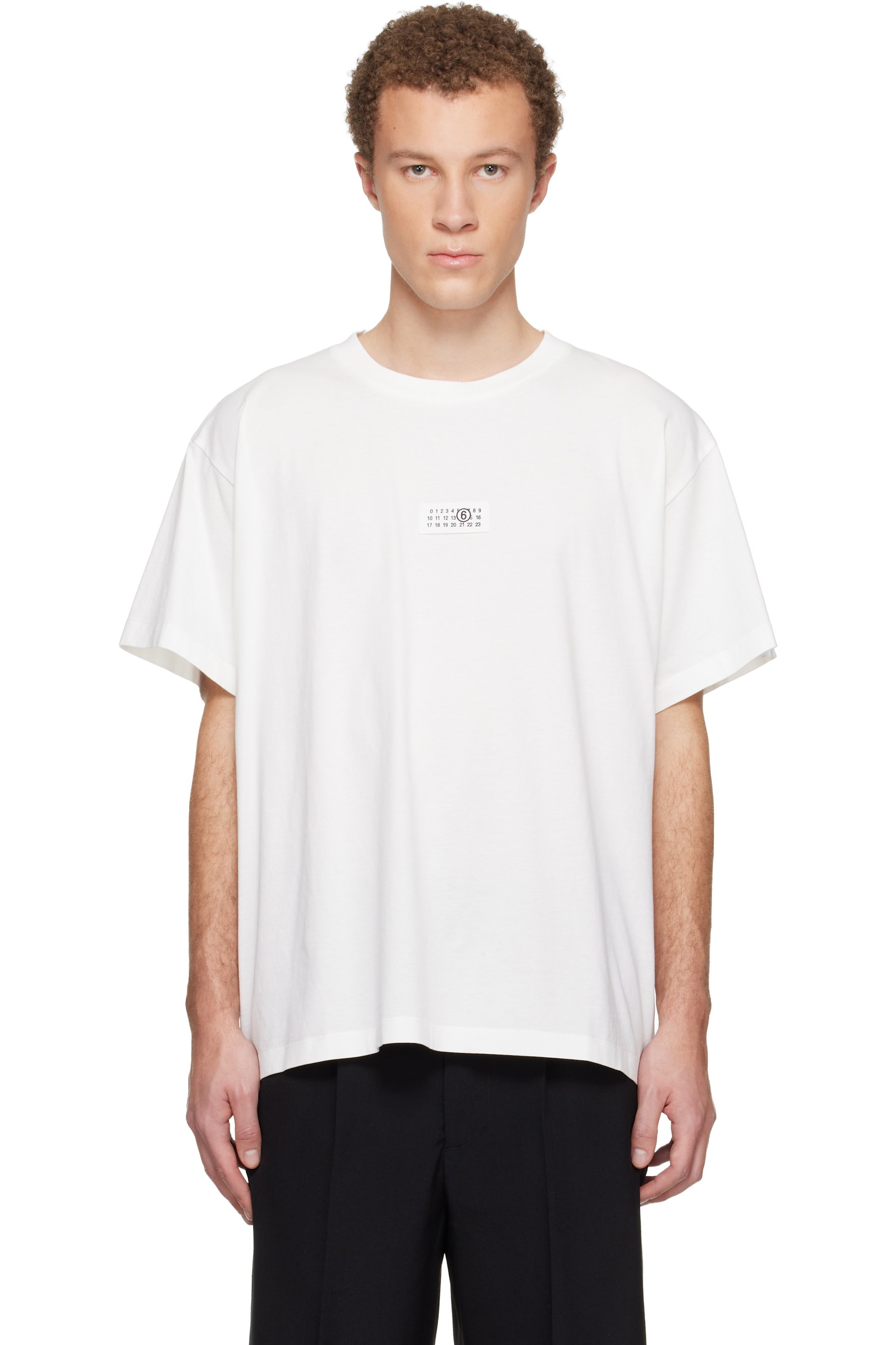 MM6 Maison Margiela - 오프 화이트 뉴메릭 코튼 티셔츠