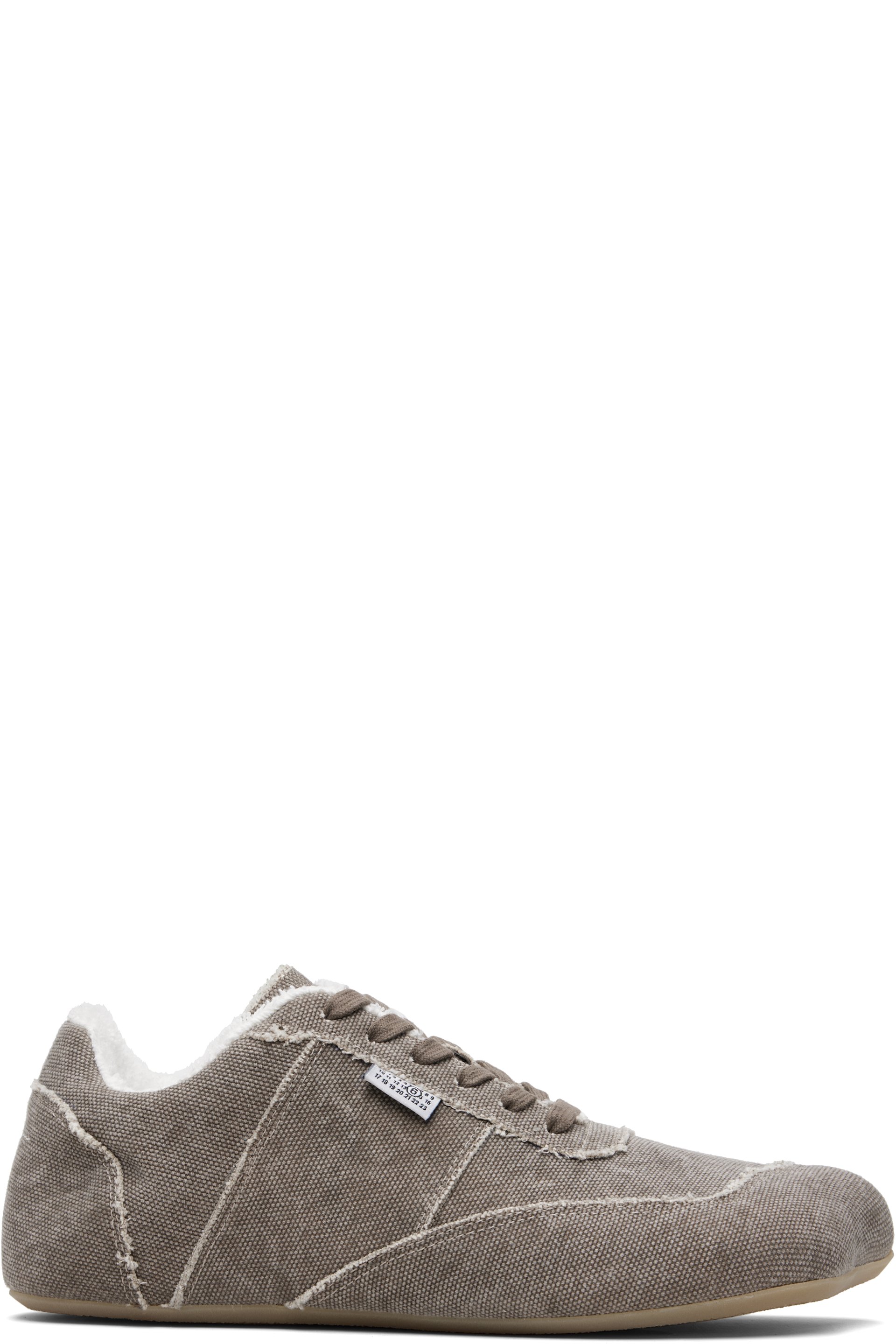 MM6 Maison Margiela - Baskets taupe en canevas à bout anatomique