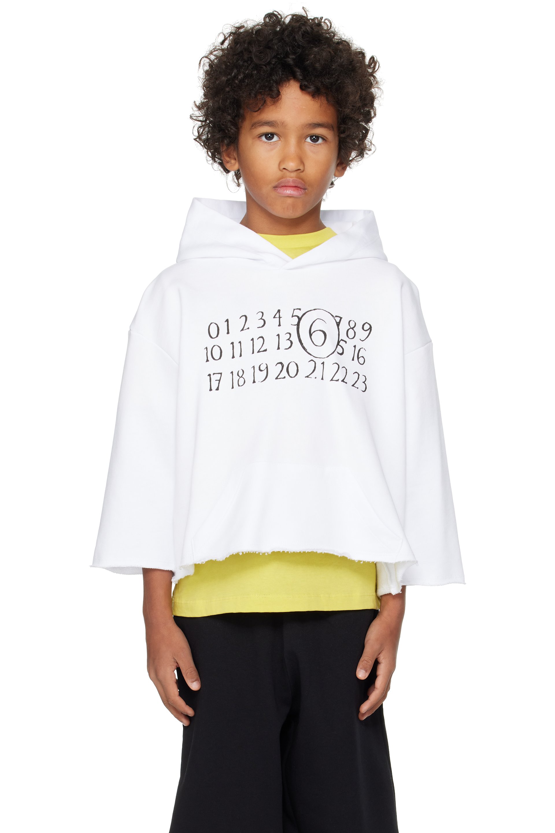 MM6 Maison Margiela - Kids White Printed-Logo Hoodie