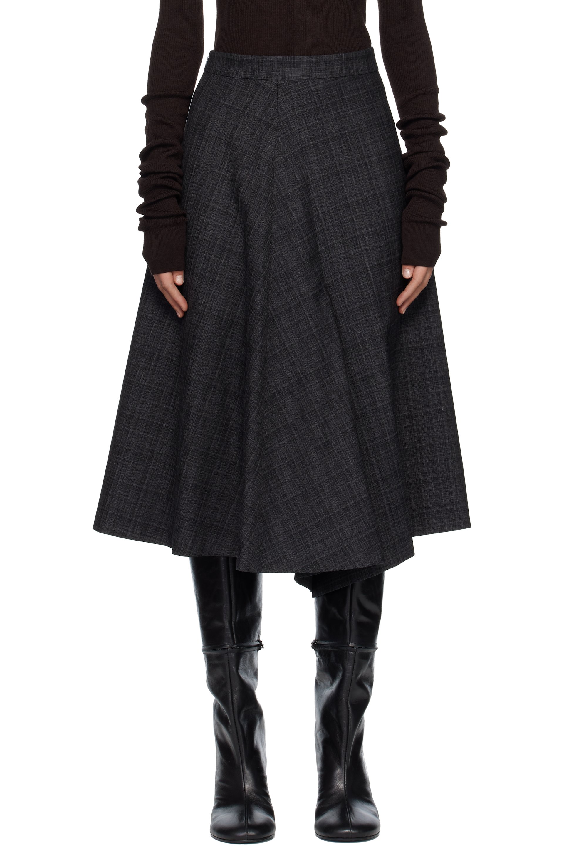 MARIE ADAM-LEENAERDT - Jupe midi 2-en-1 grise